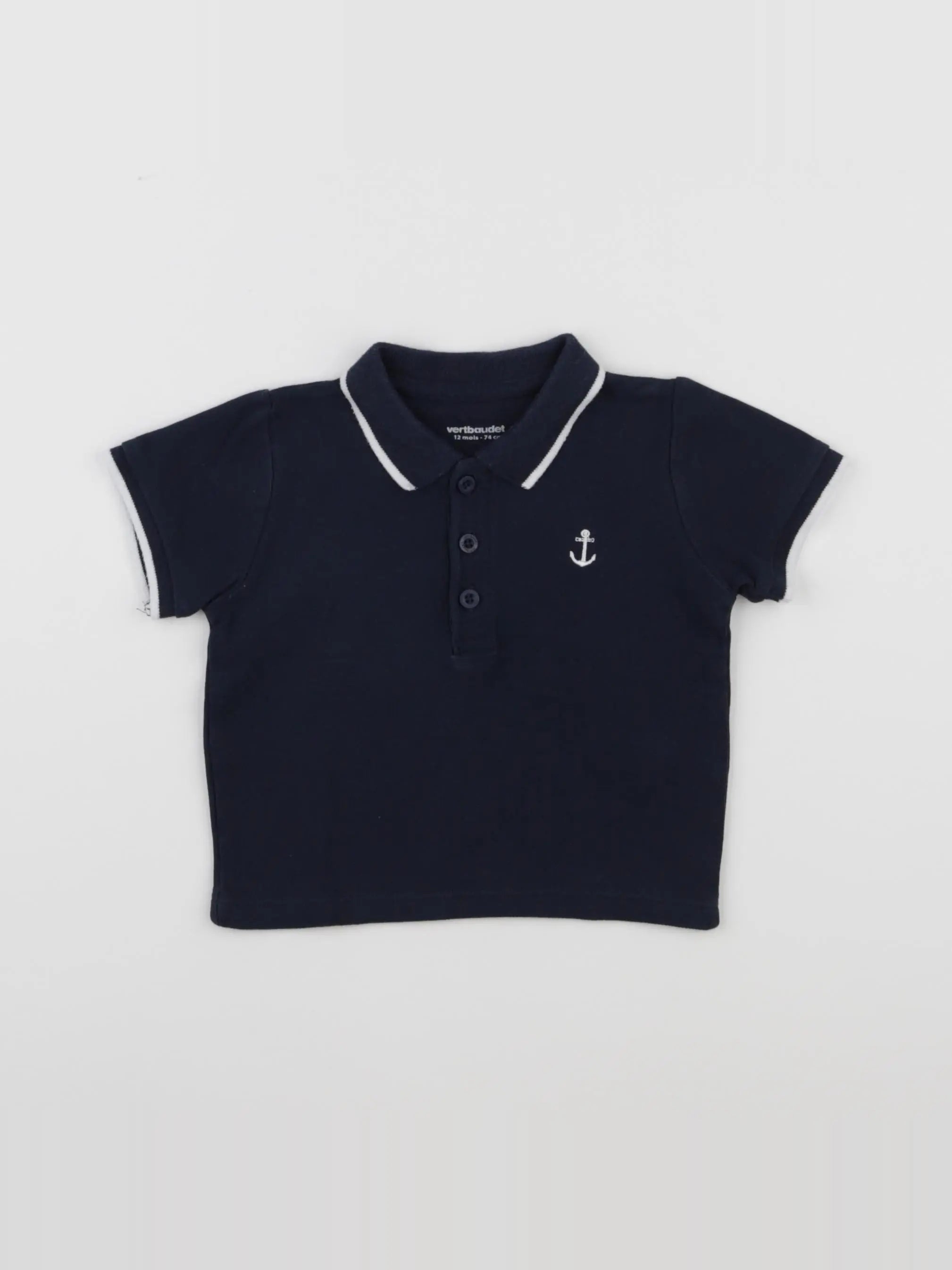 Vertbaudet - polo bleu - 12 mois
