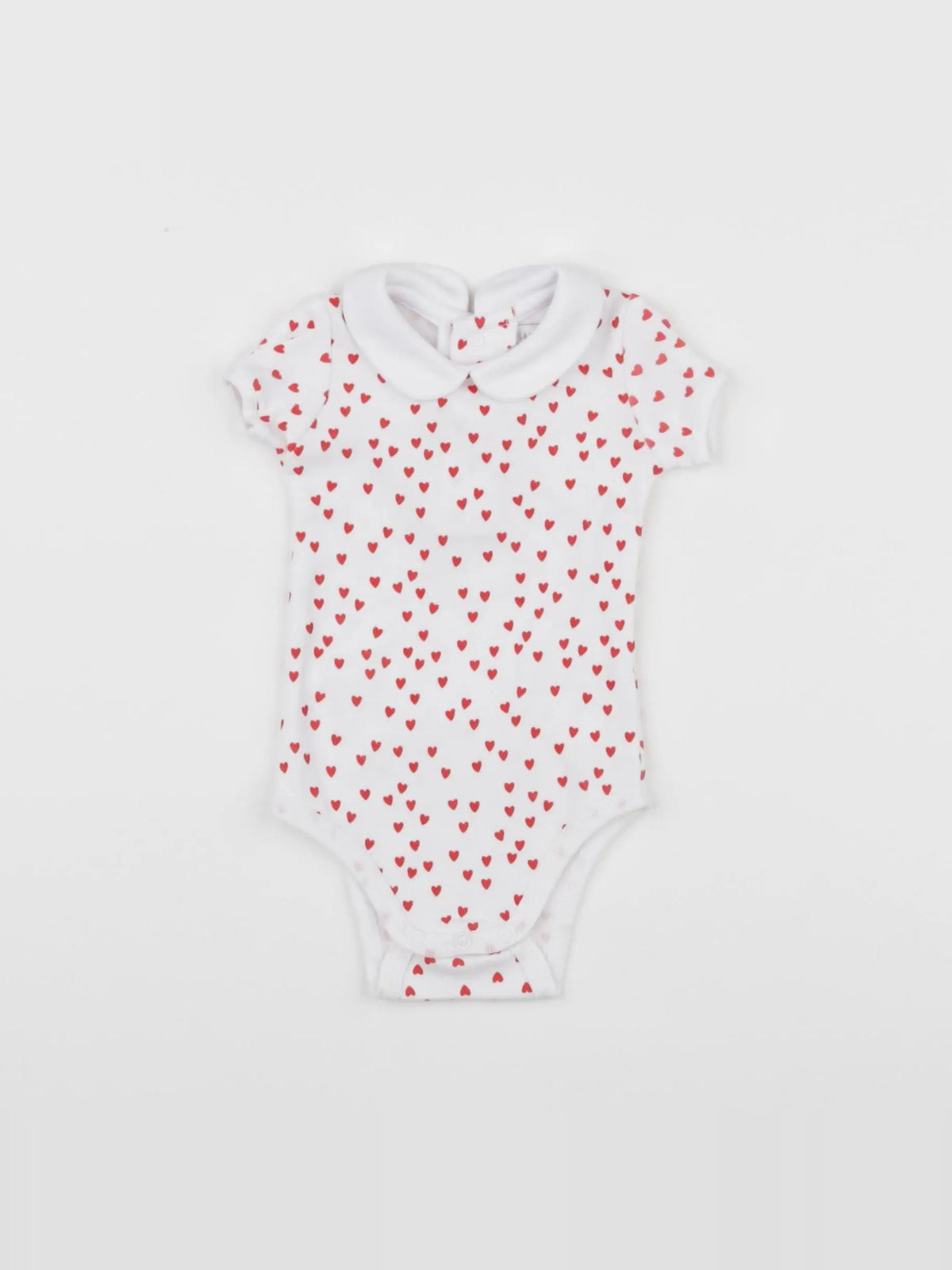 Carrément Beau - body à col blanc, rouge - 1 mois