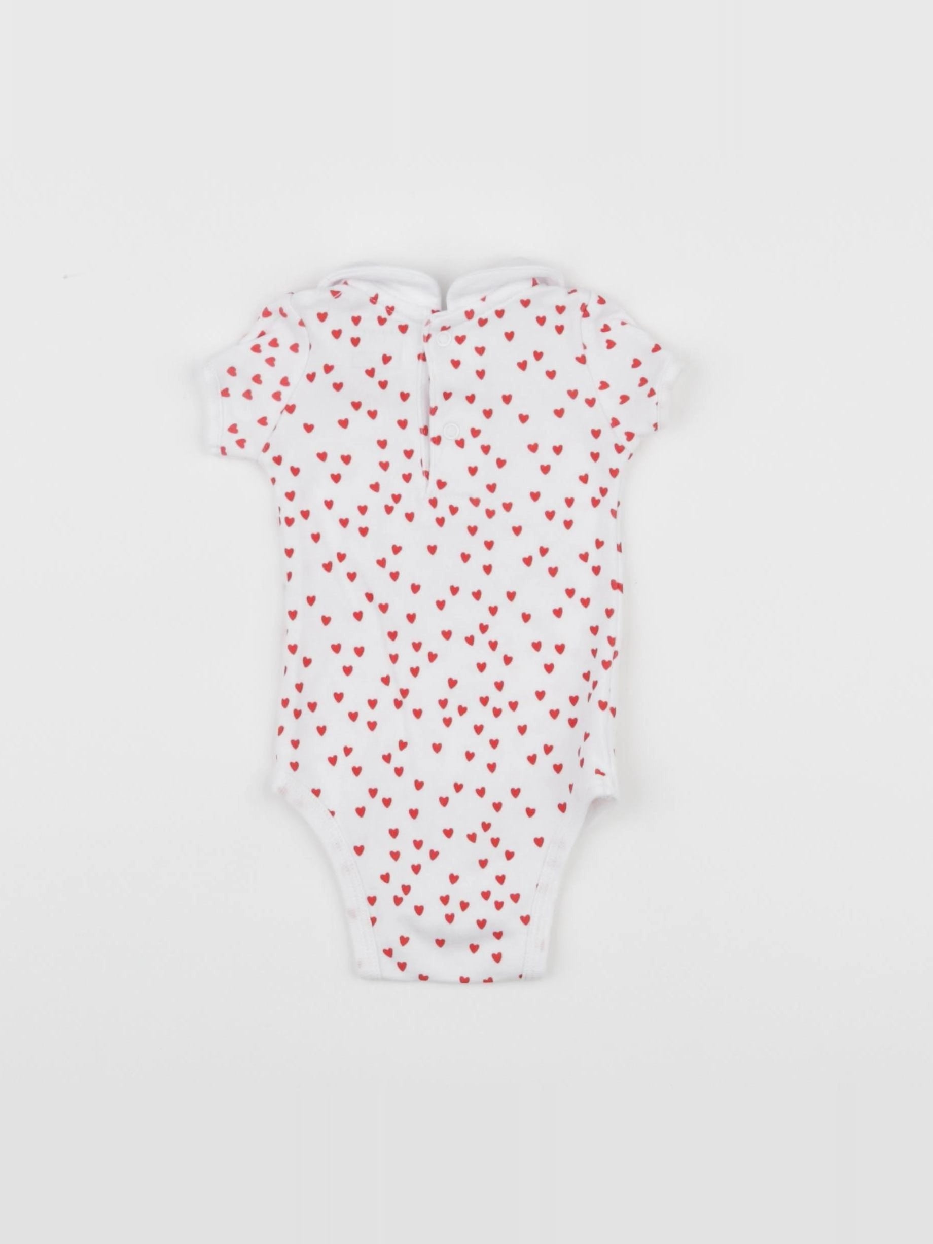 Carrément Beau - body à col blanc, rouge - 1 mois