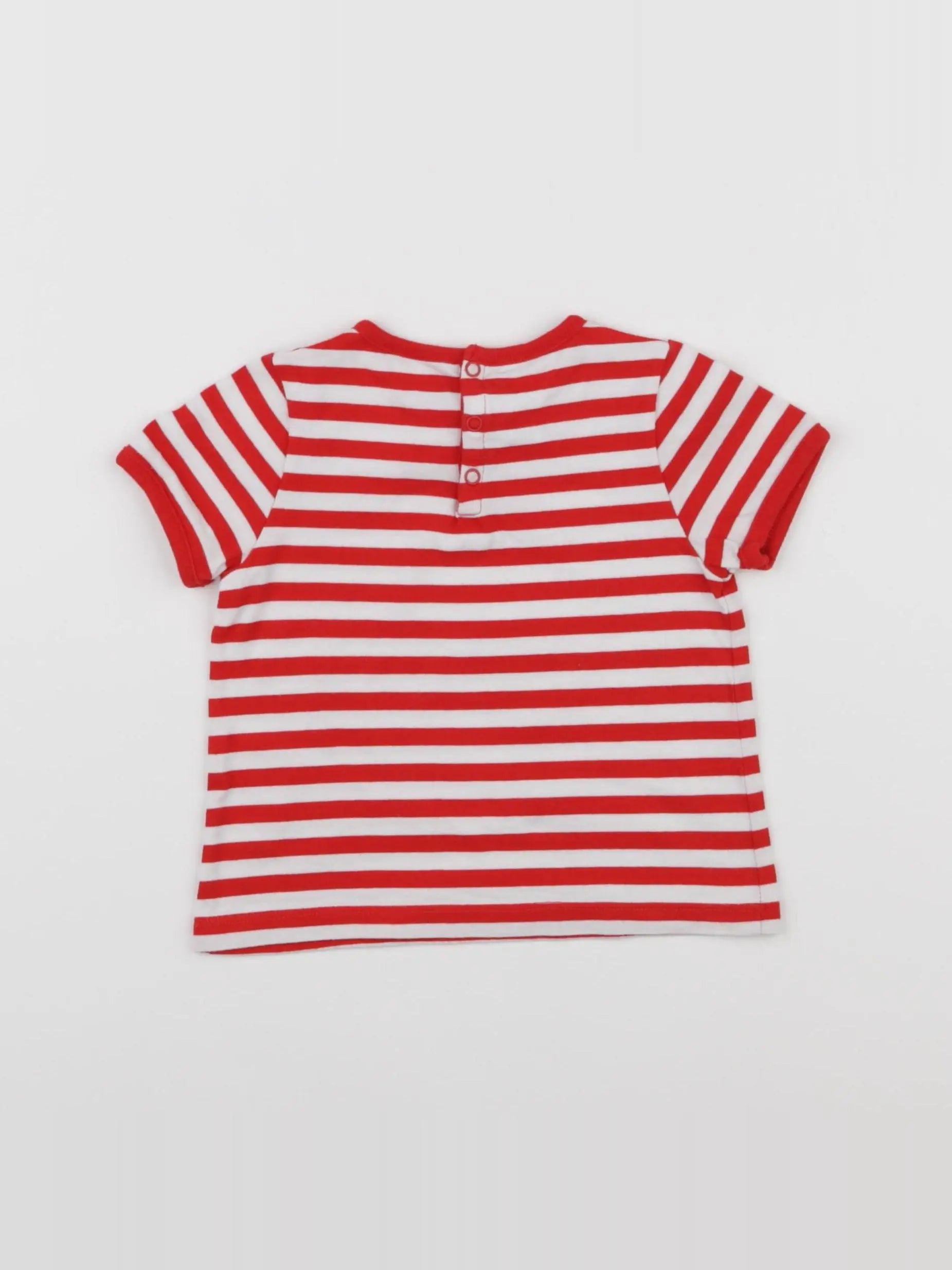 Petit Bateau - tee-shirt blanc, rouge - 12 mois