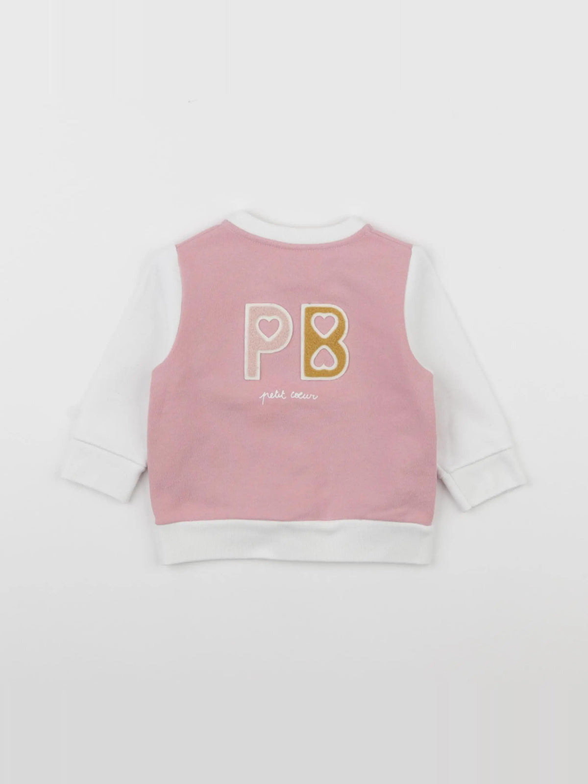 Petit Bateau - sweat imprimé au dos rose, blanc - 6 mois