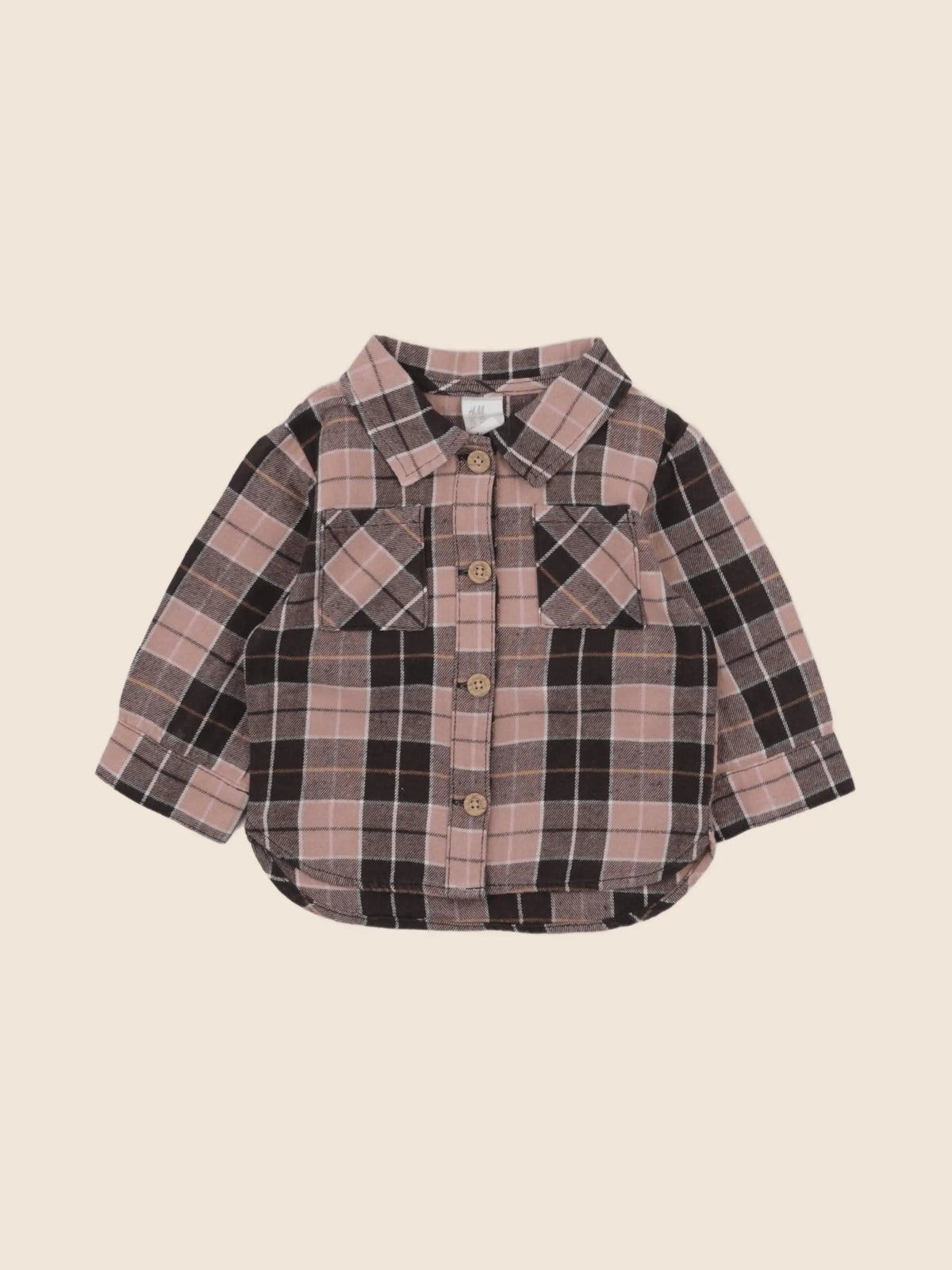H&M - chemise marron, rose - 3/6 mois