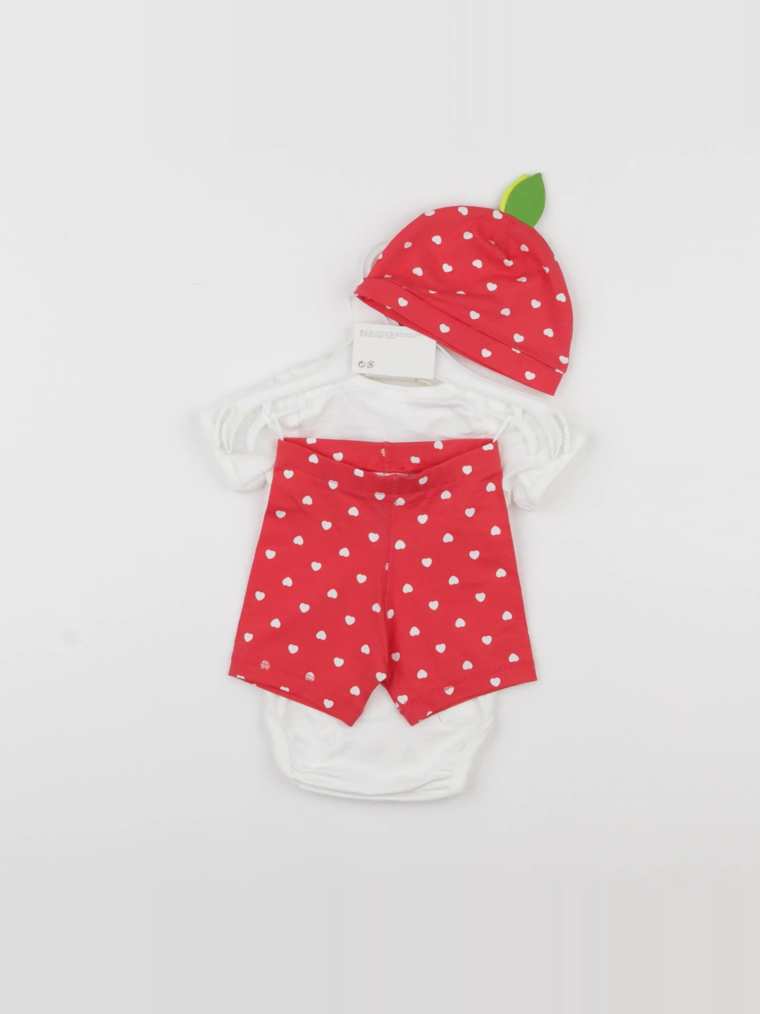 H&M - ensemble blanc, rouge - 3/6 mois