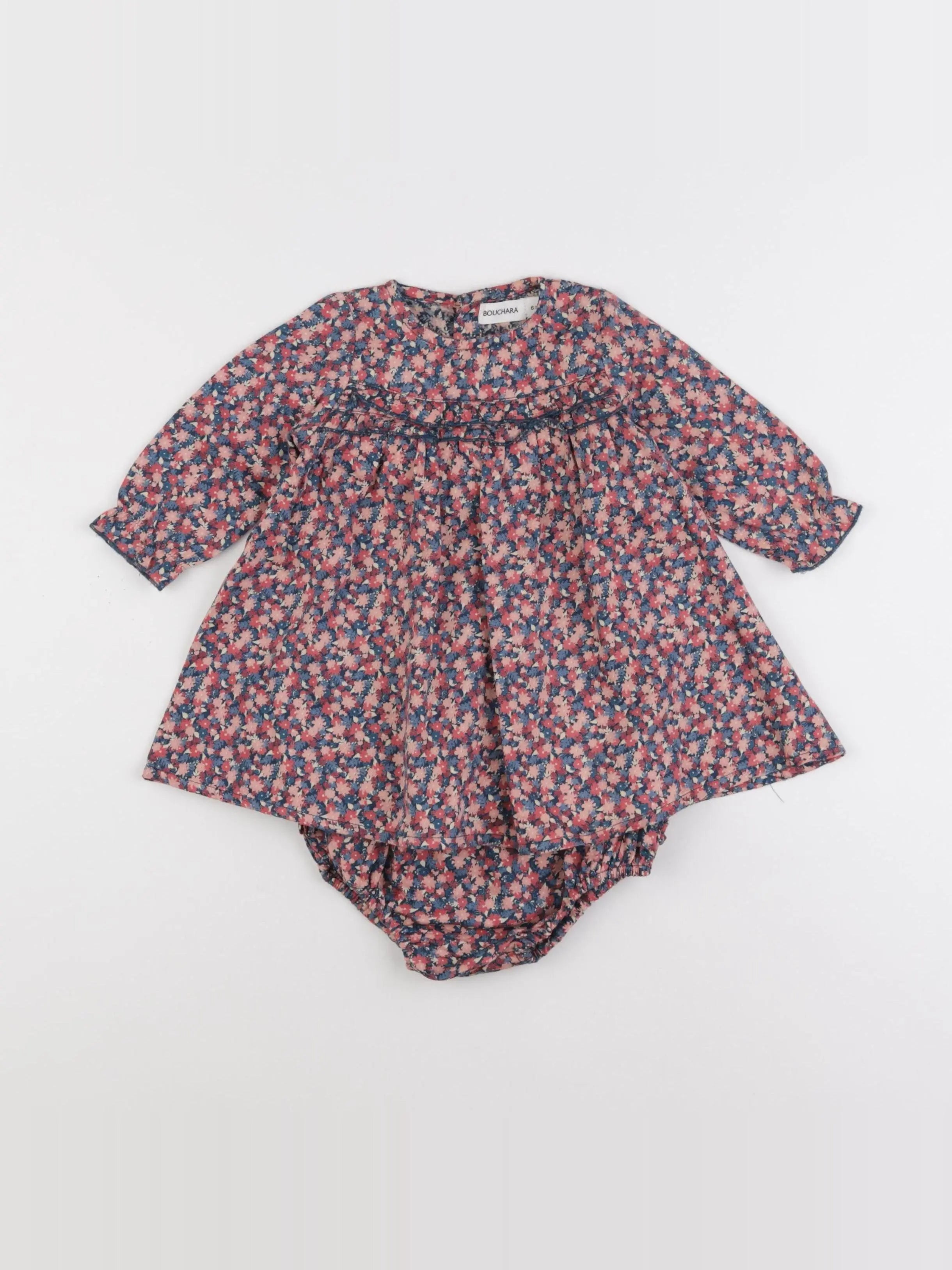 Bouchara - robe bleu, rose - 6 mois