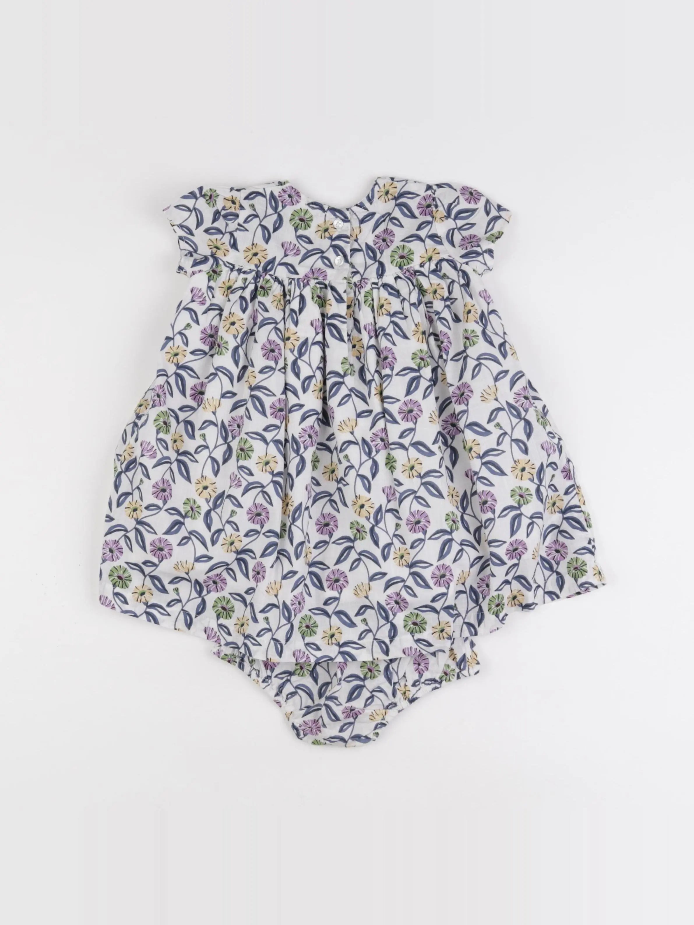 Boutchou - robe blanc, violet - 9 mois