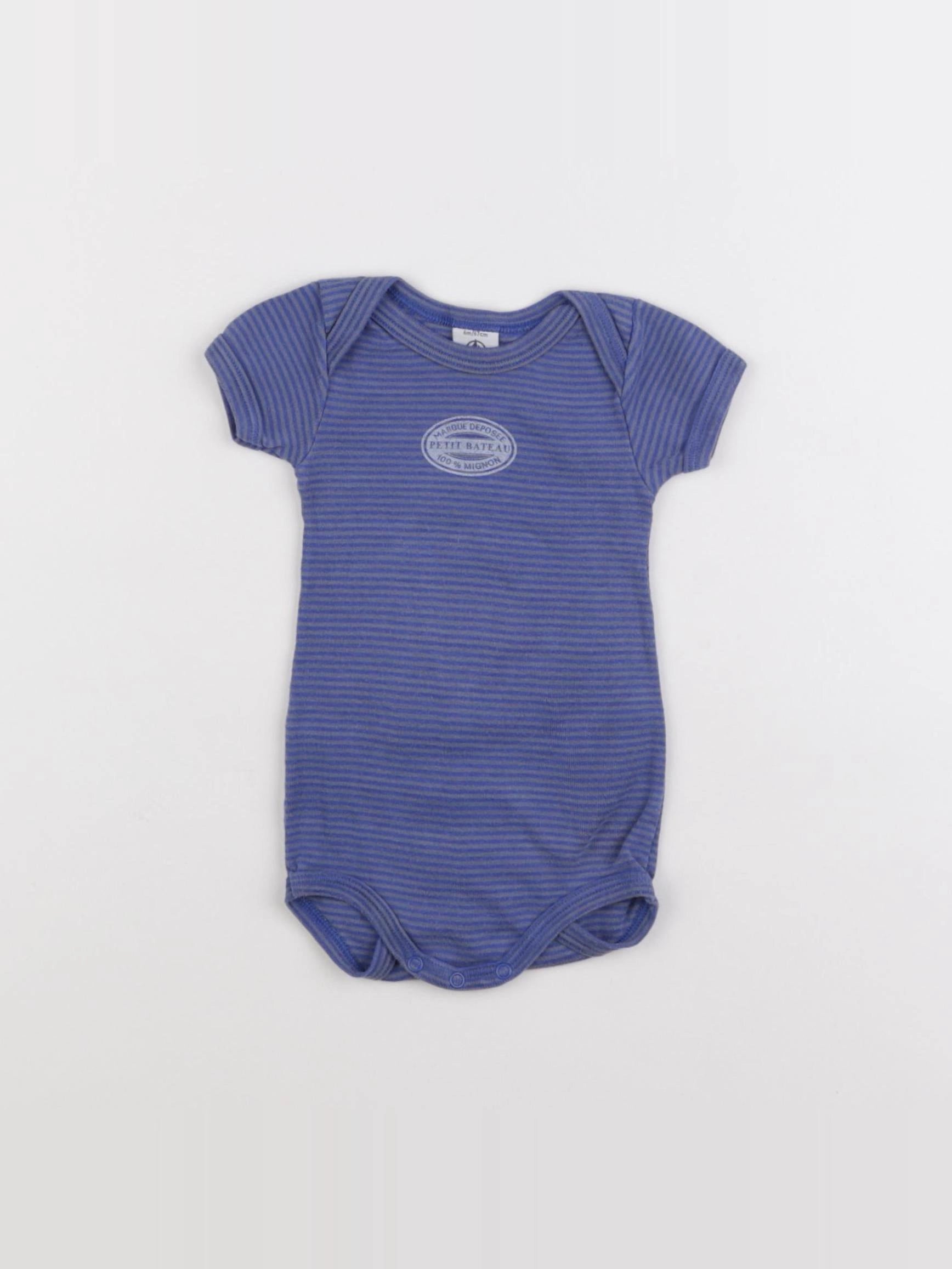 Petit Bateau - body bleu - 6 mois