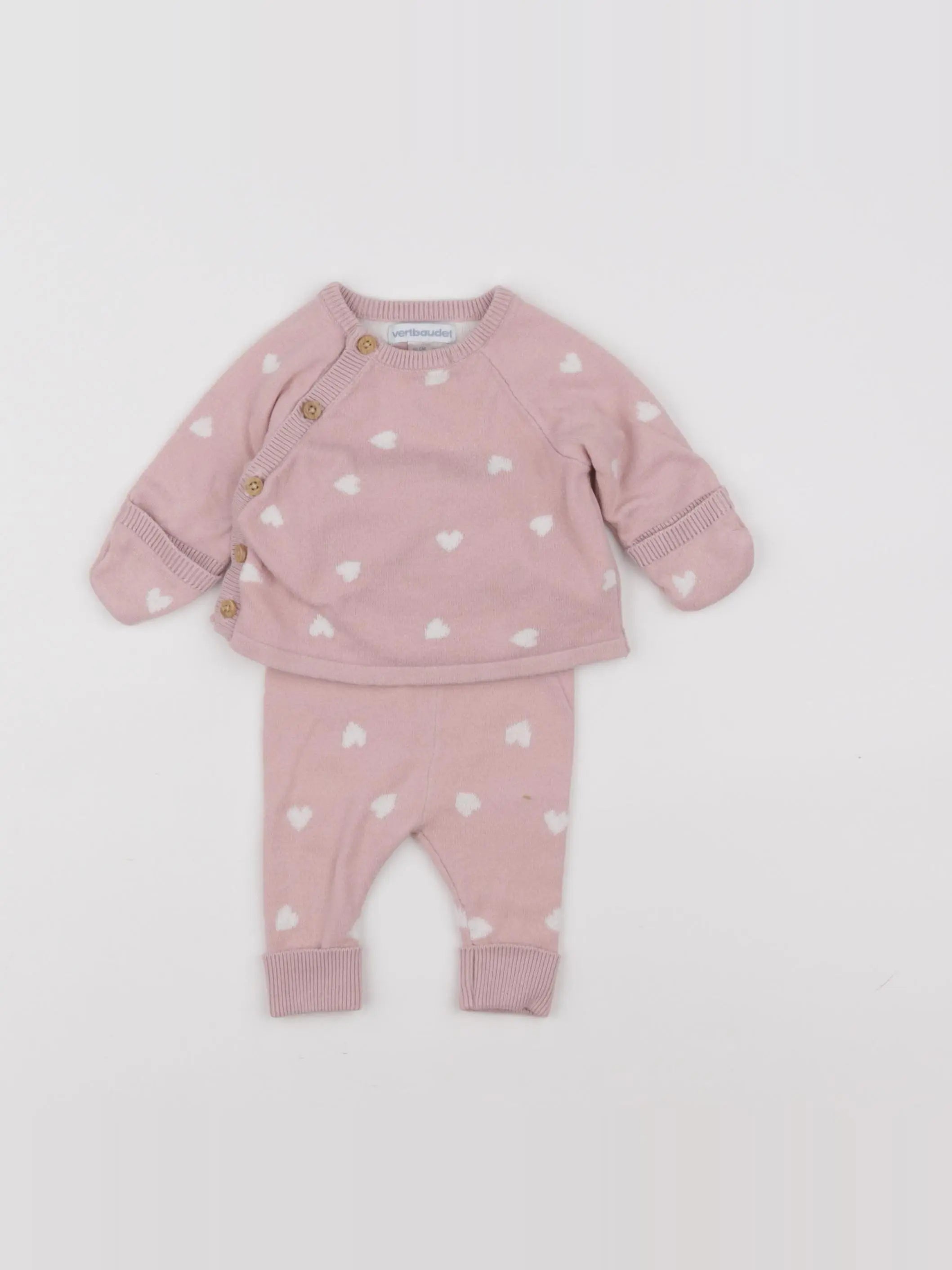 Vertbaudet - ensemble rose - 0 mois