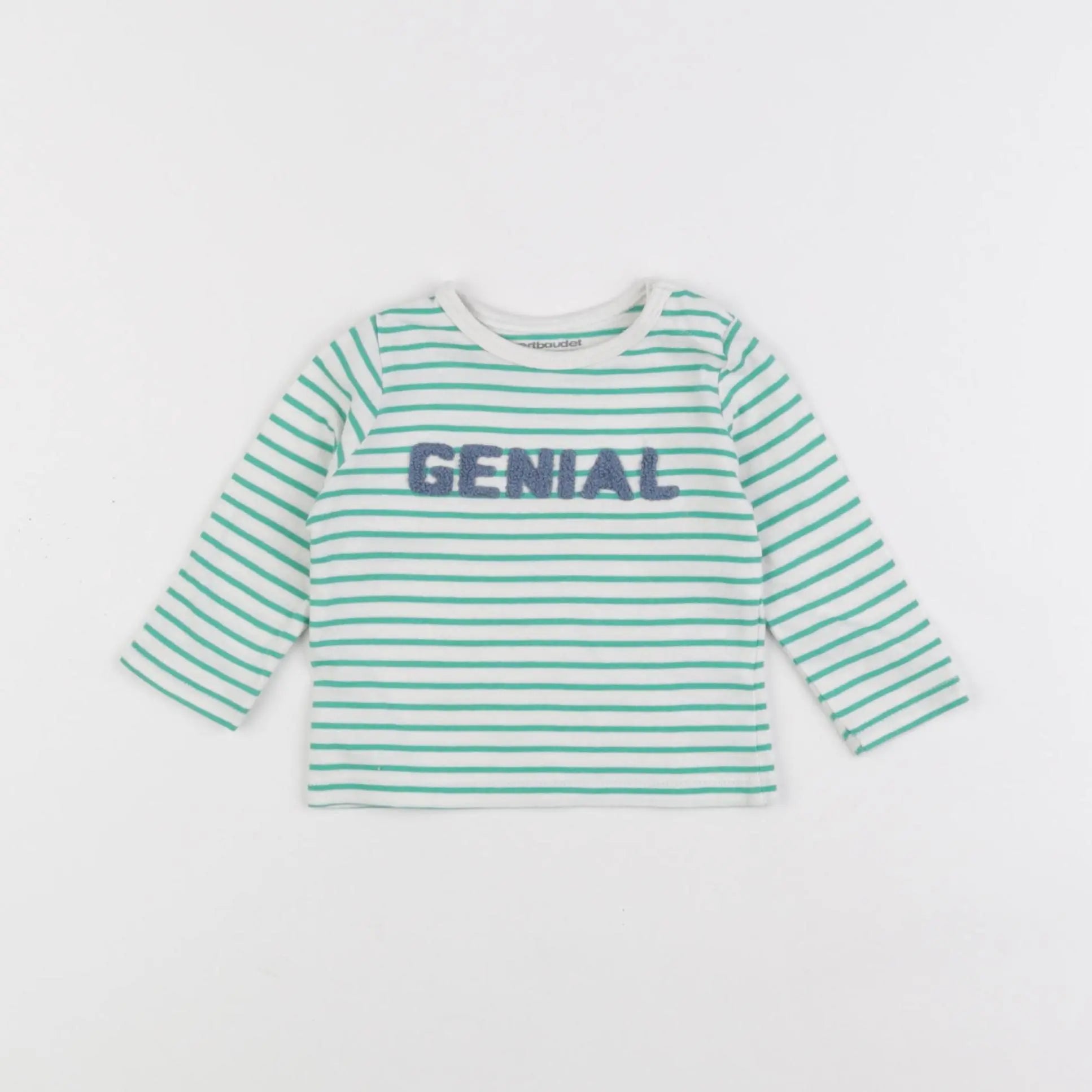 Vertbaudet - tee-shirt blanc, vert - 3 mois