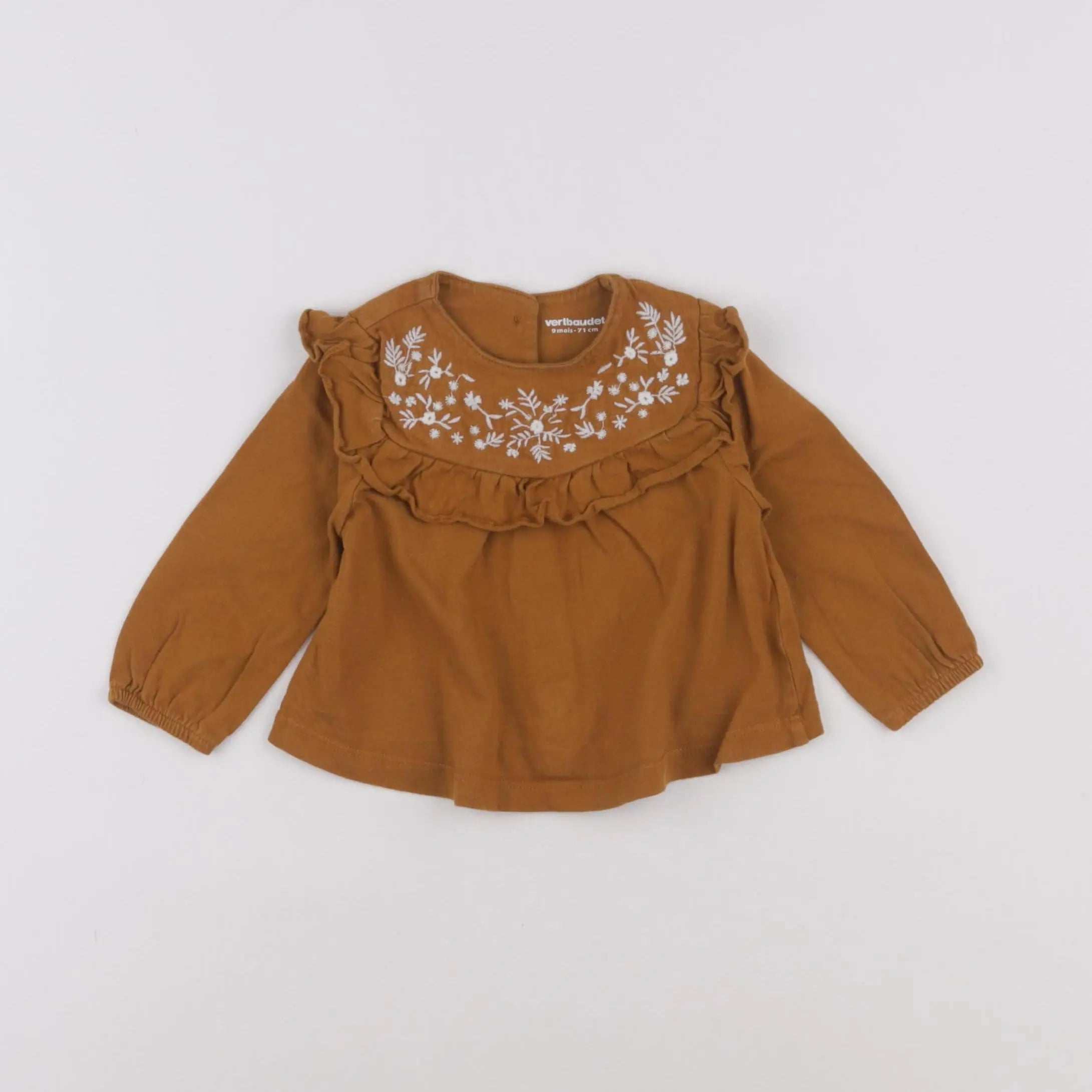 Vertbaudet - tee-shirt marron - 9 mois