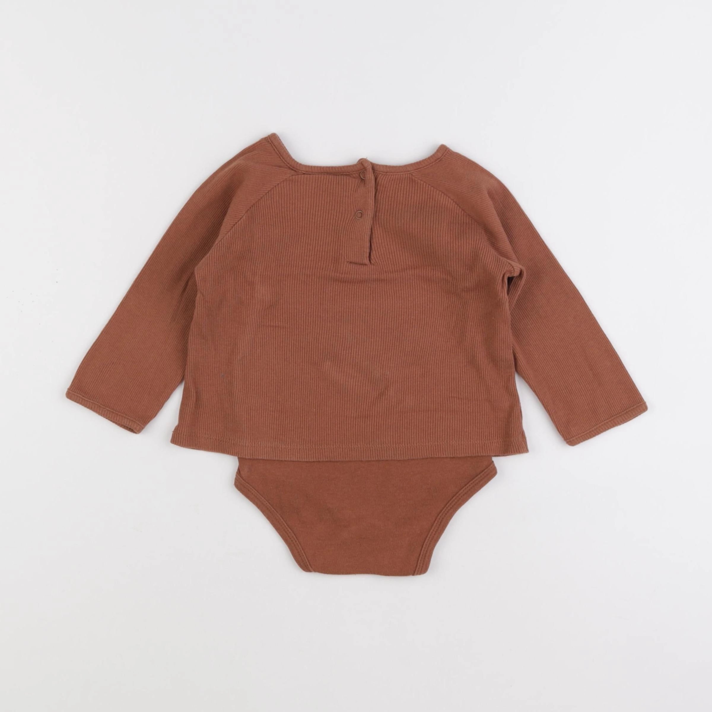Vertbaudet - body tee-shirt marron - 12 mois