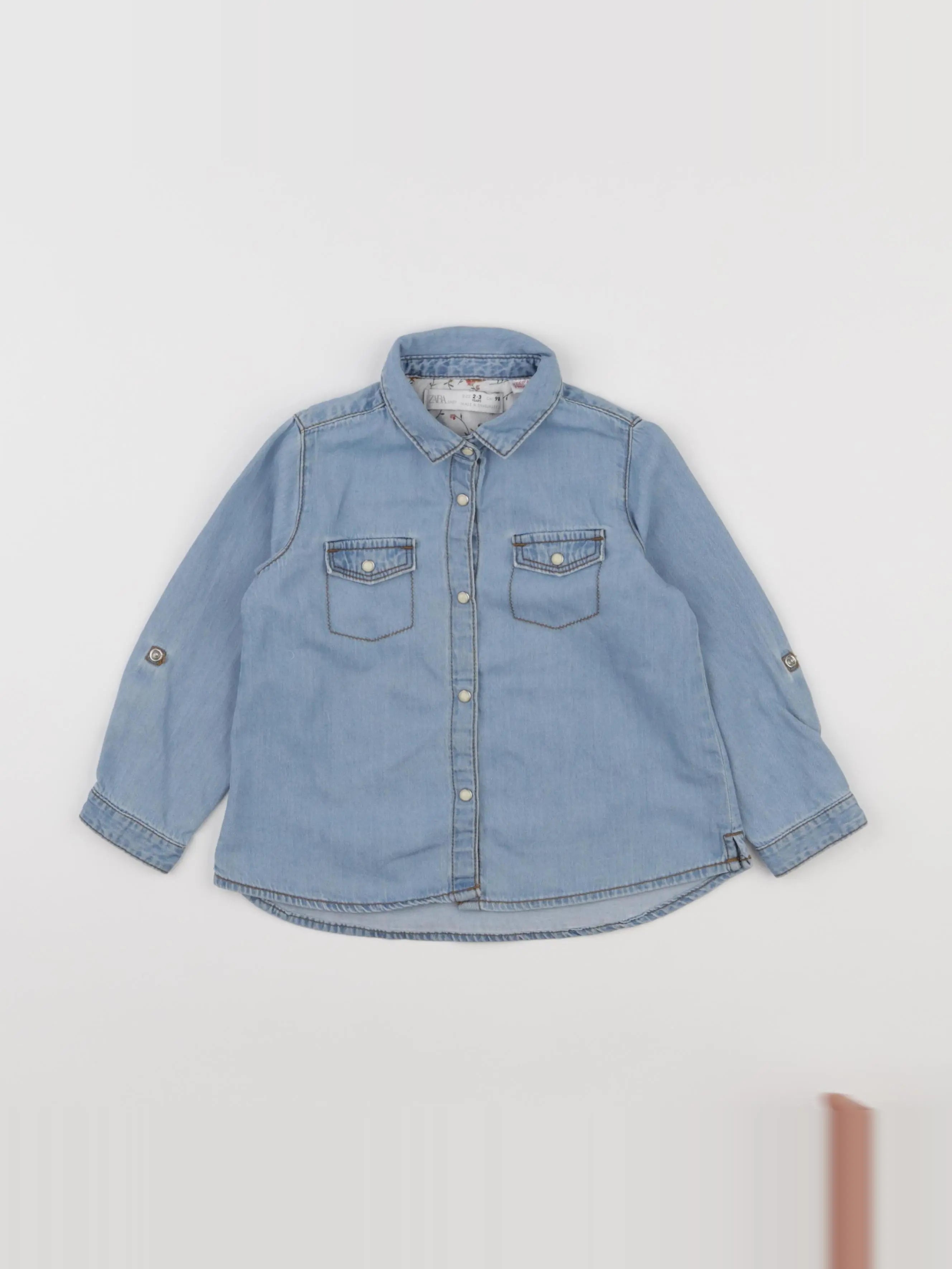 Zara - blouse bleu - 2/3 ans