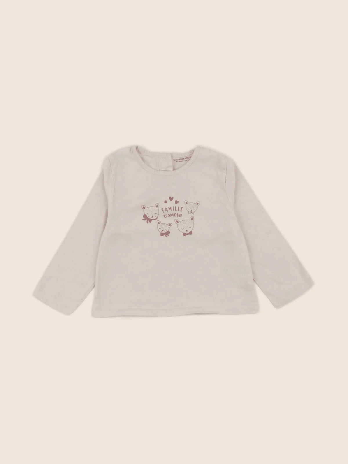 Vertbaudet - tee-shirt beige - 12 mois
