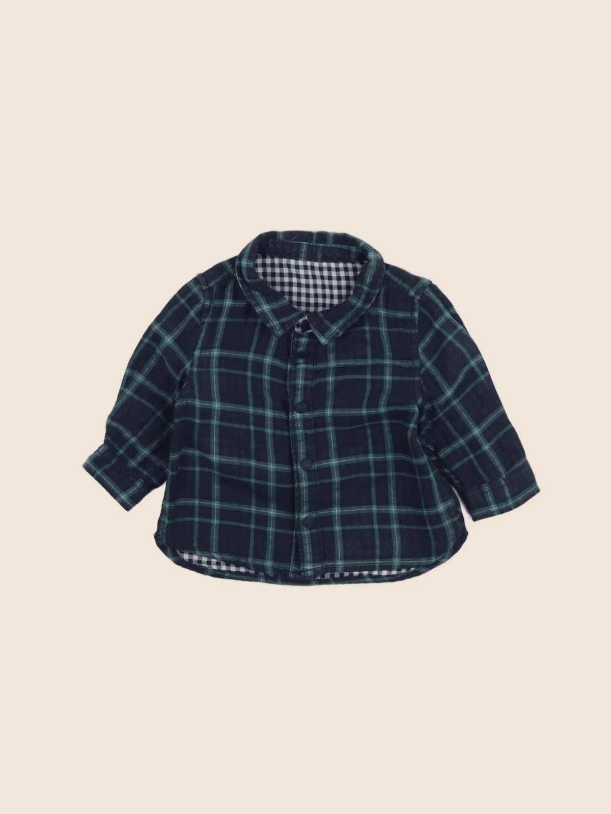 Tape à l'oeil - chemise réversible bleu, vert - 3 mois