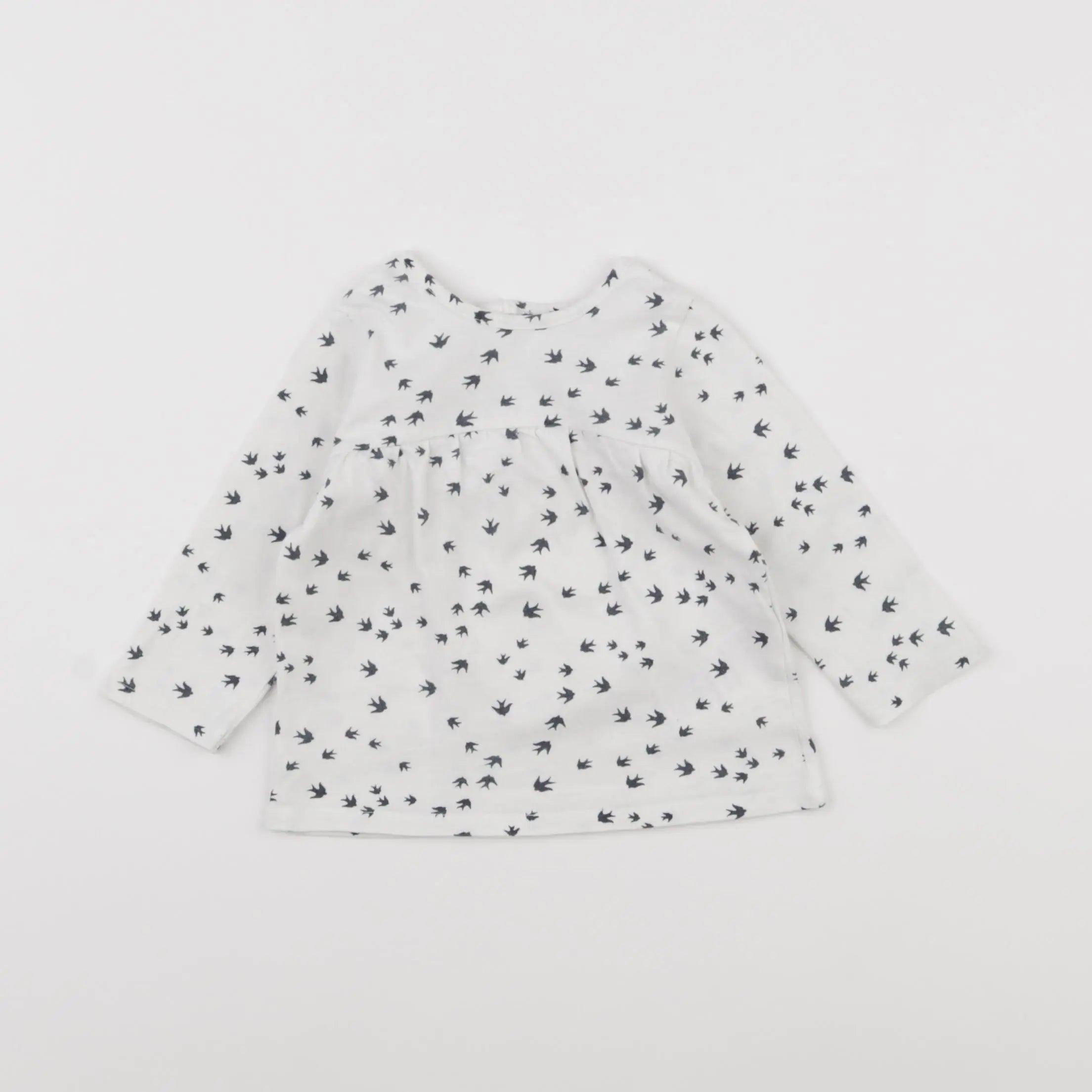 Vertbaudet - tee-shirt blanc, bleu - 6 mois