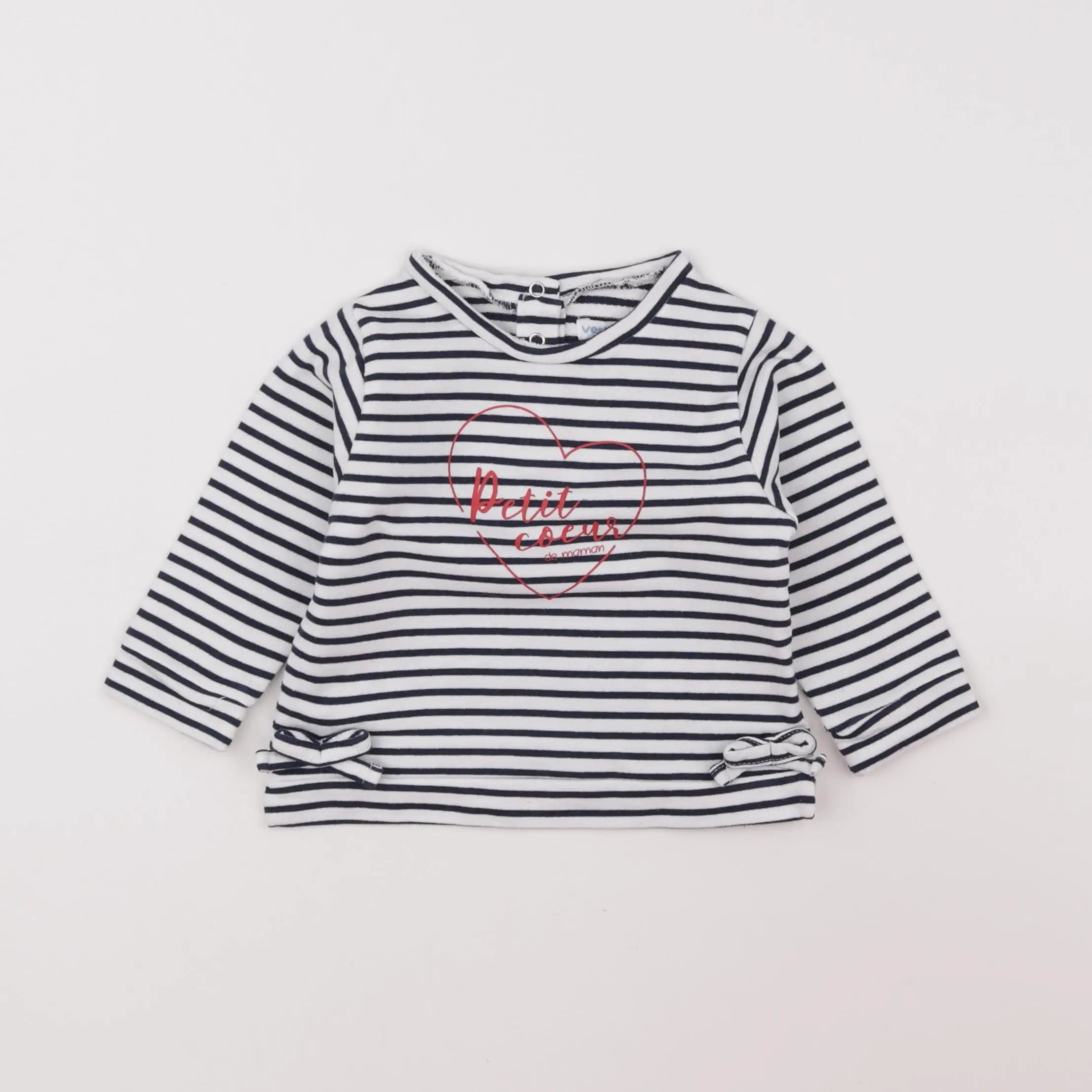 Vertbaudet - tee-shirt bleu, blanc - 9 mois