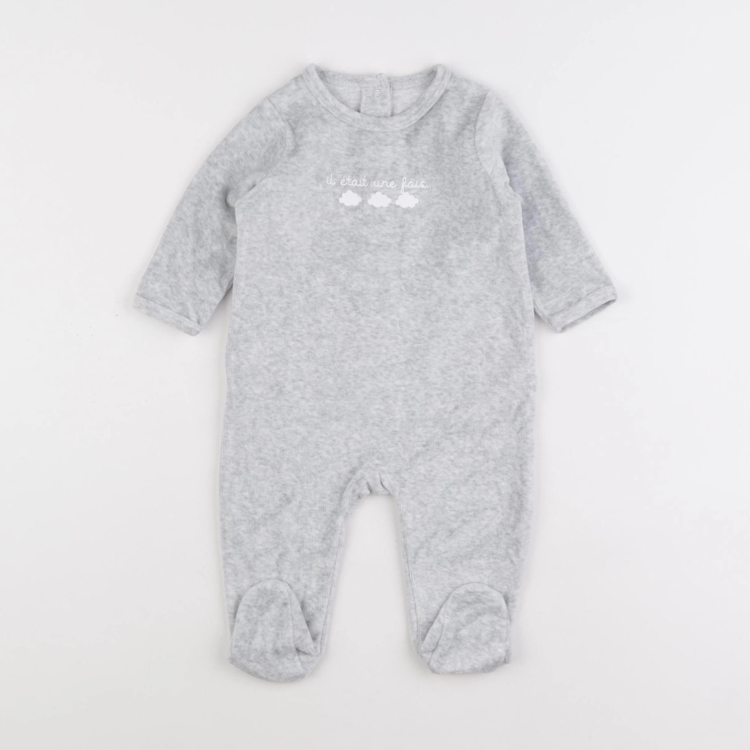 Vertbaudet - pyjama velours gris - 6 mois