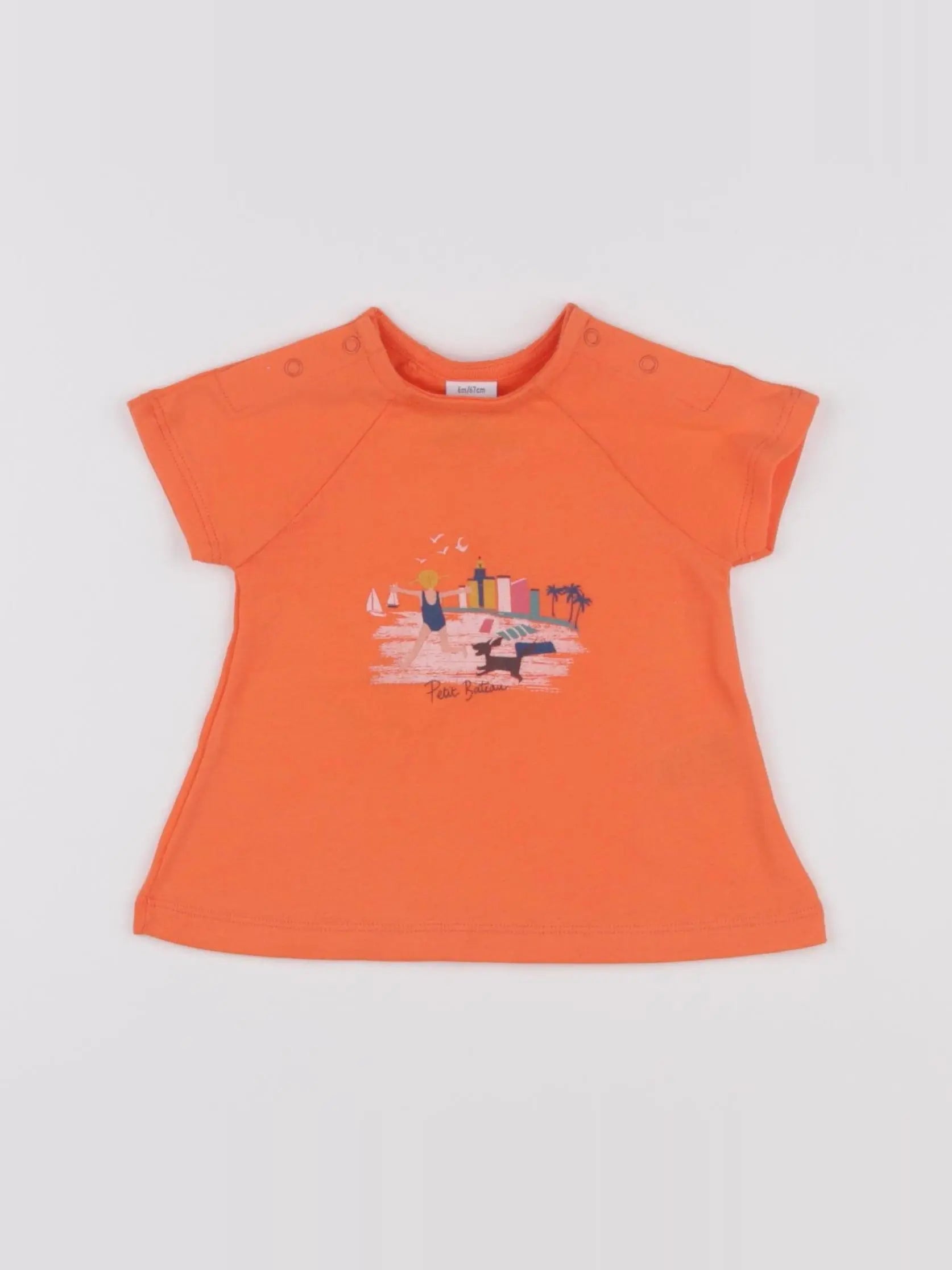 Petit Bateau - tee-shirt orange - 6 mois