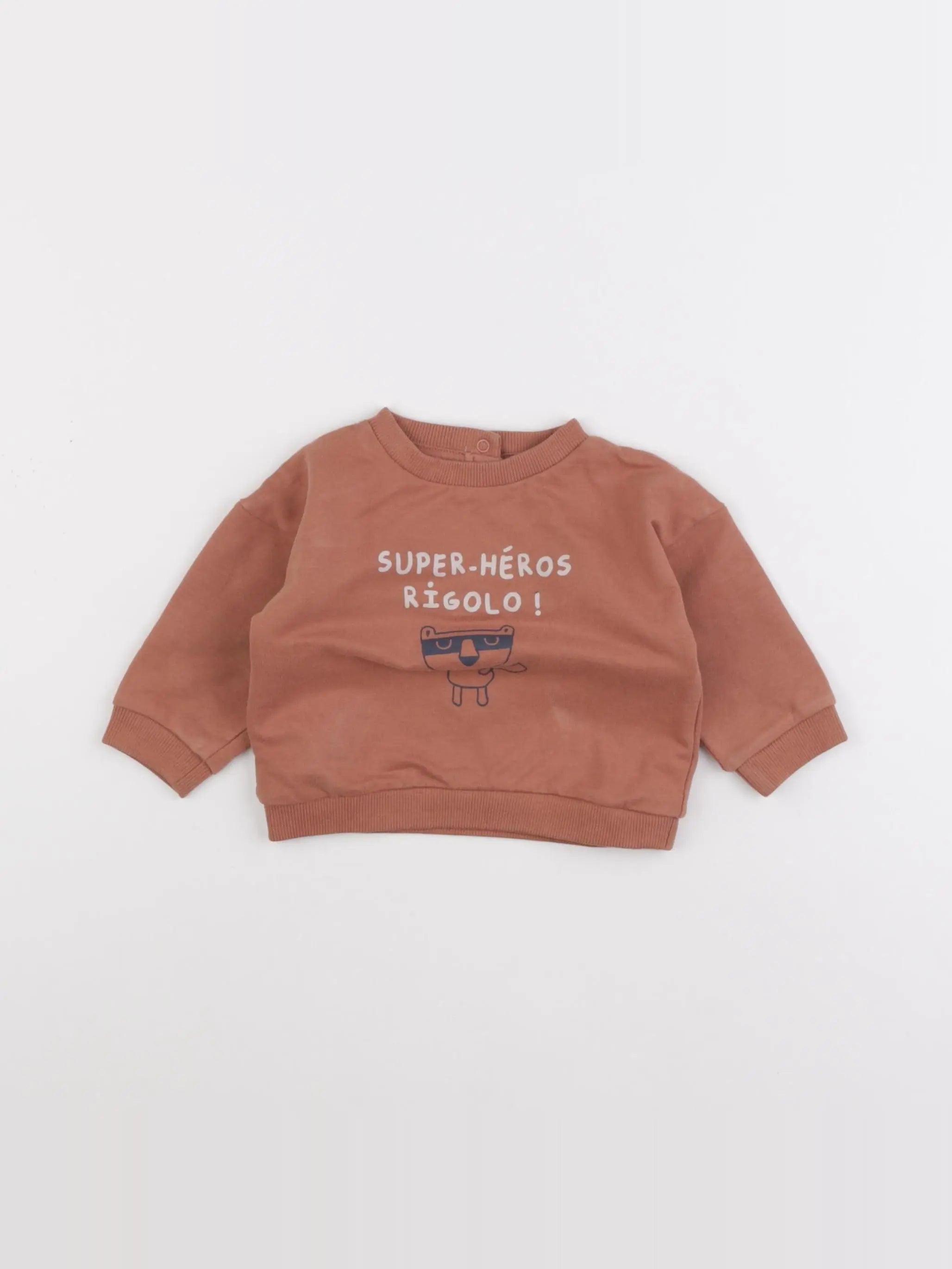 Vertbaudet - sweat marron - 6 mois