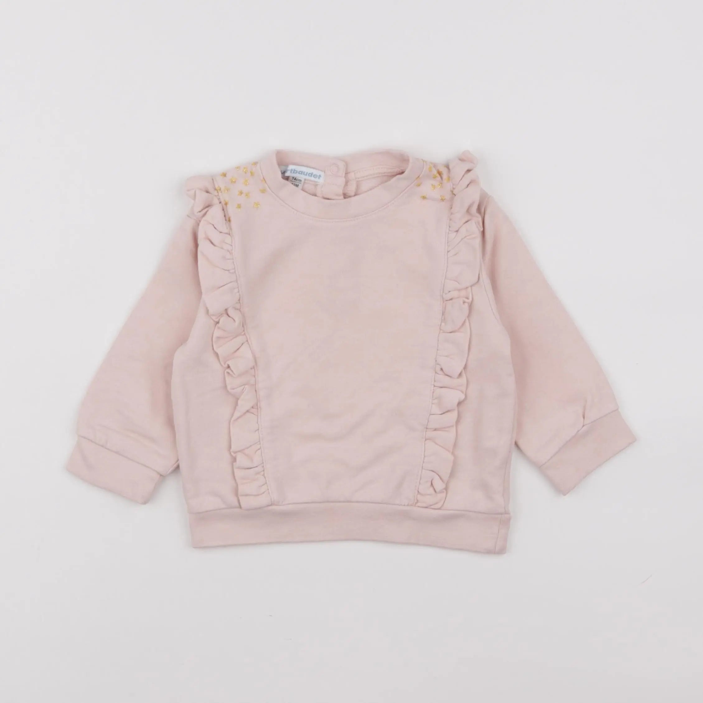 Vertbaudet - sweat rose - 12 mois