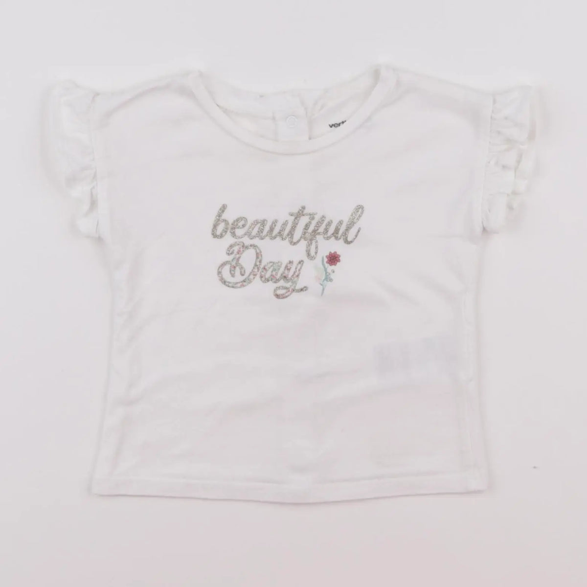 Vertbaudet - tee-shirt blanc, or - 9 mois