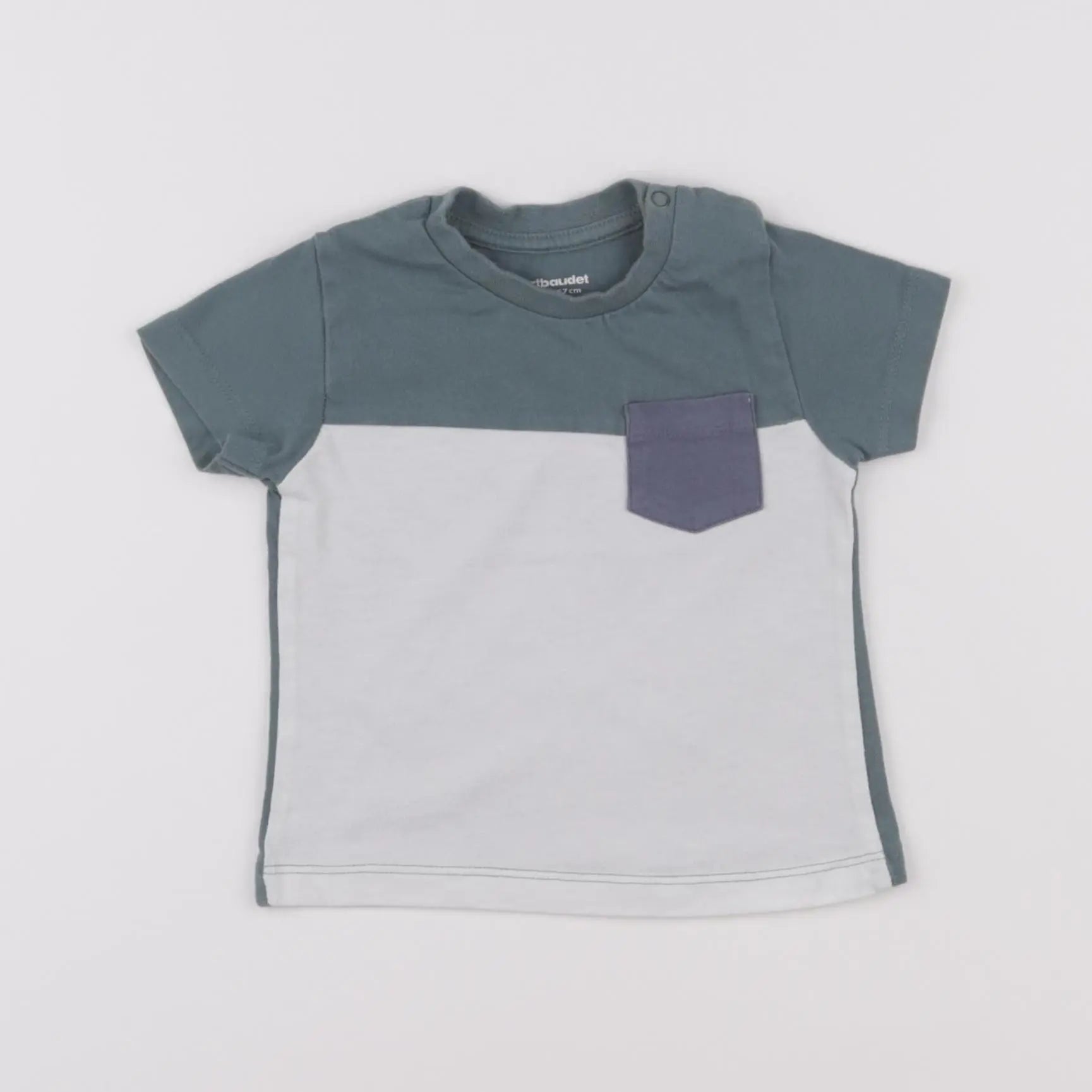 Vertbaudet - tee-shirt blanc, vert - 6 mois