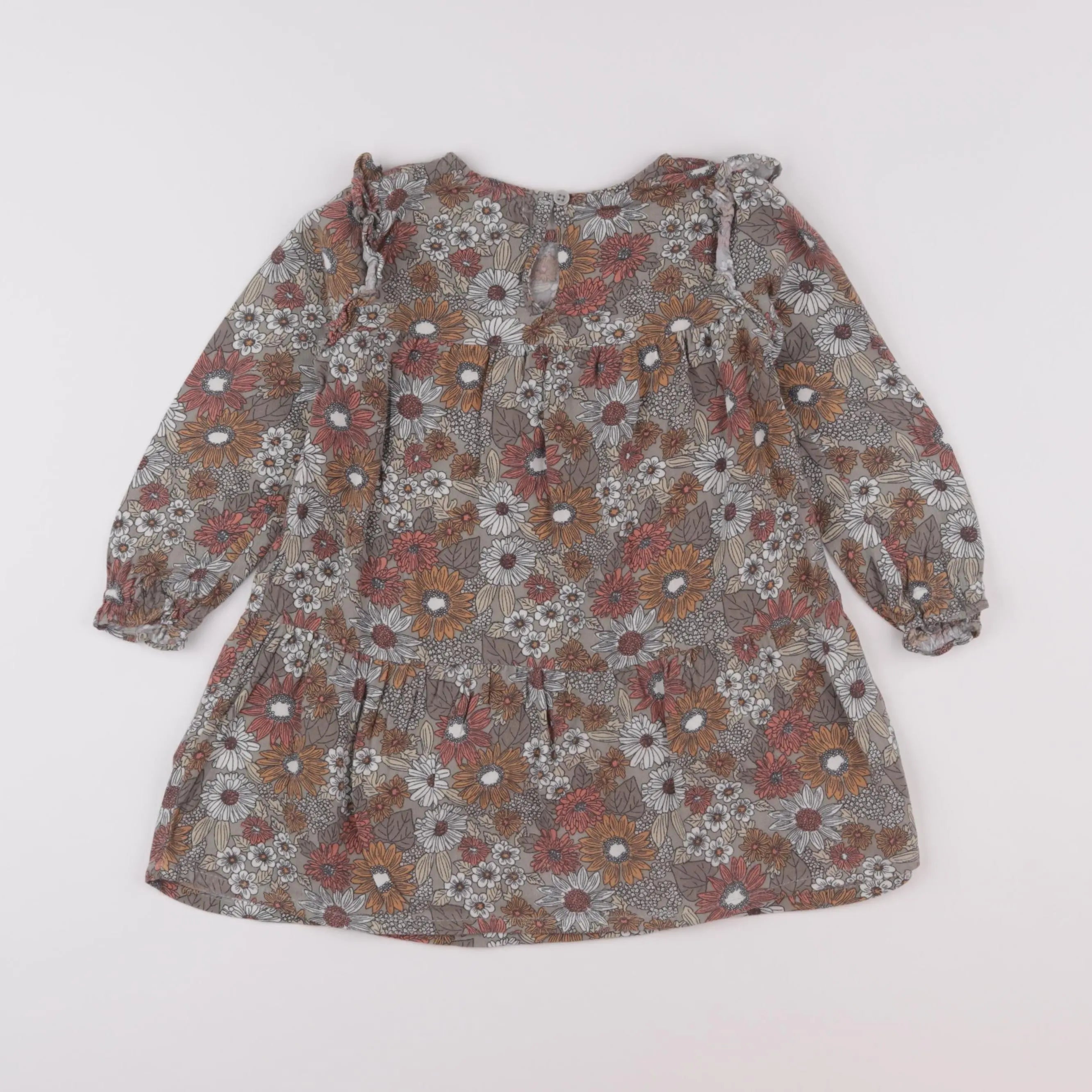 Vertbaudet - robe vert, orange - 3 ans