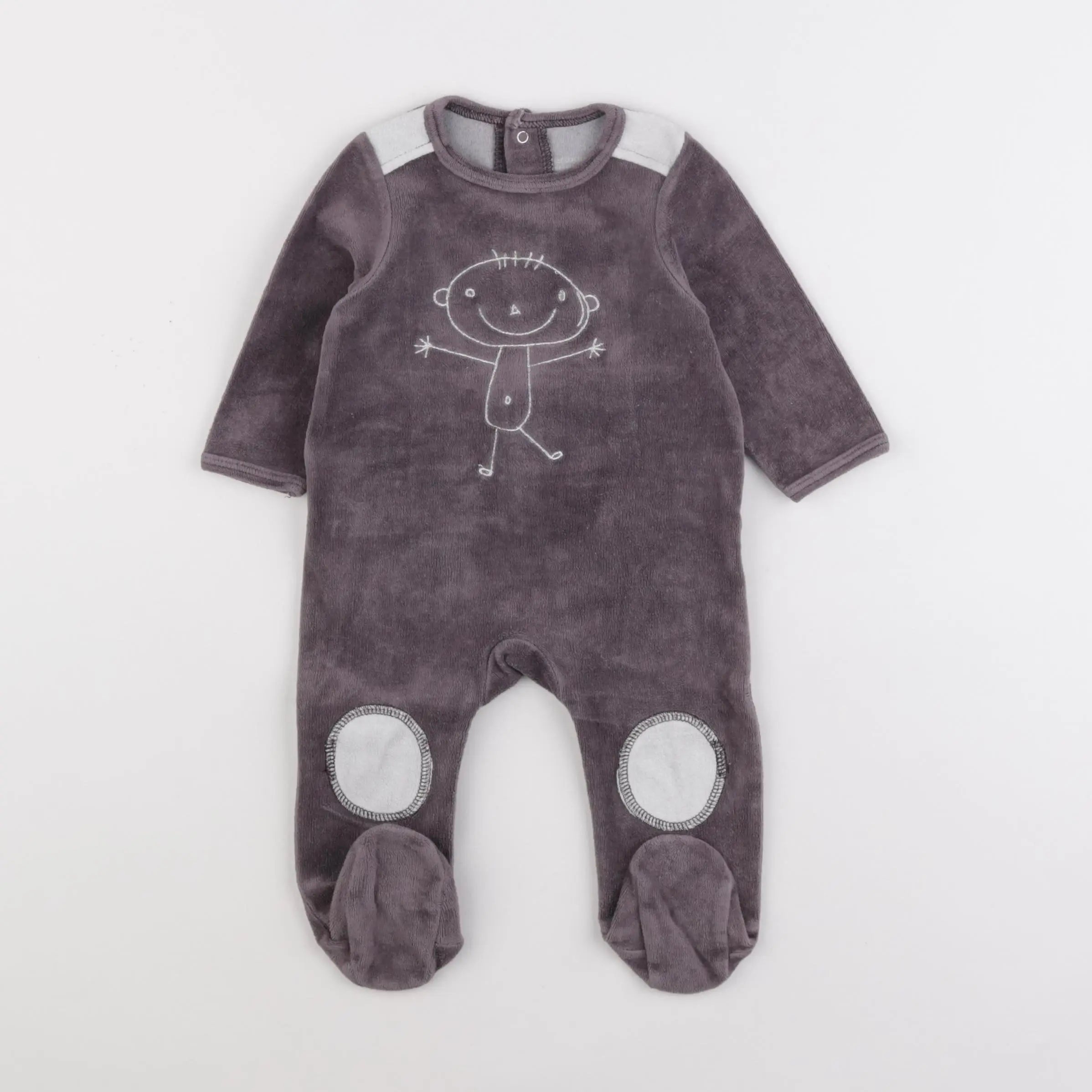 Vertbaudet - pyjama velours gris - 6 mois