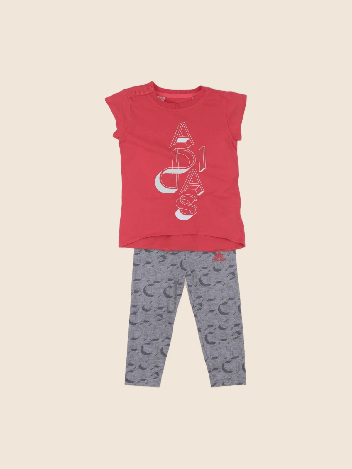Adidas - ensemble gris, rose - 12/18 mois