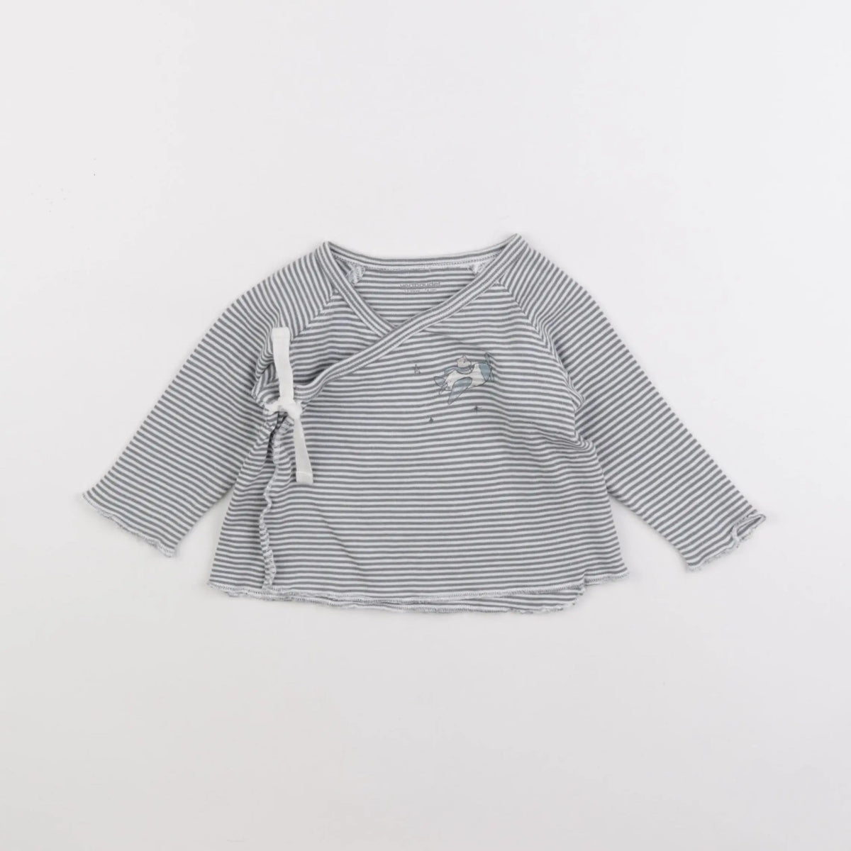 Vertbaudet - tee-shirt blanc, bleu - 12 mois