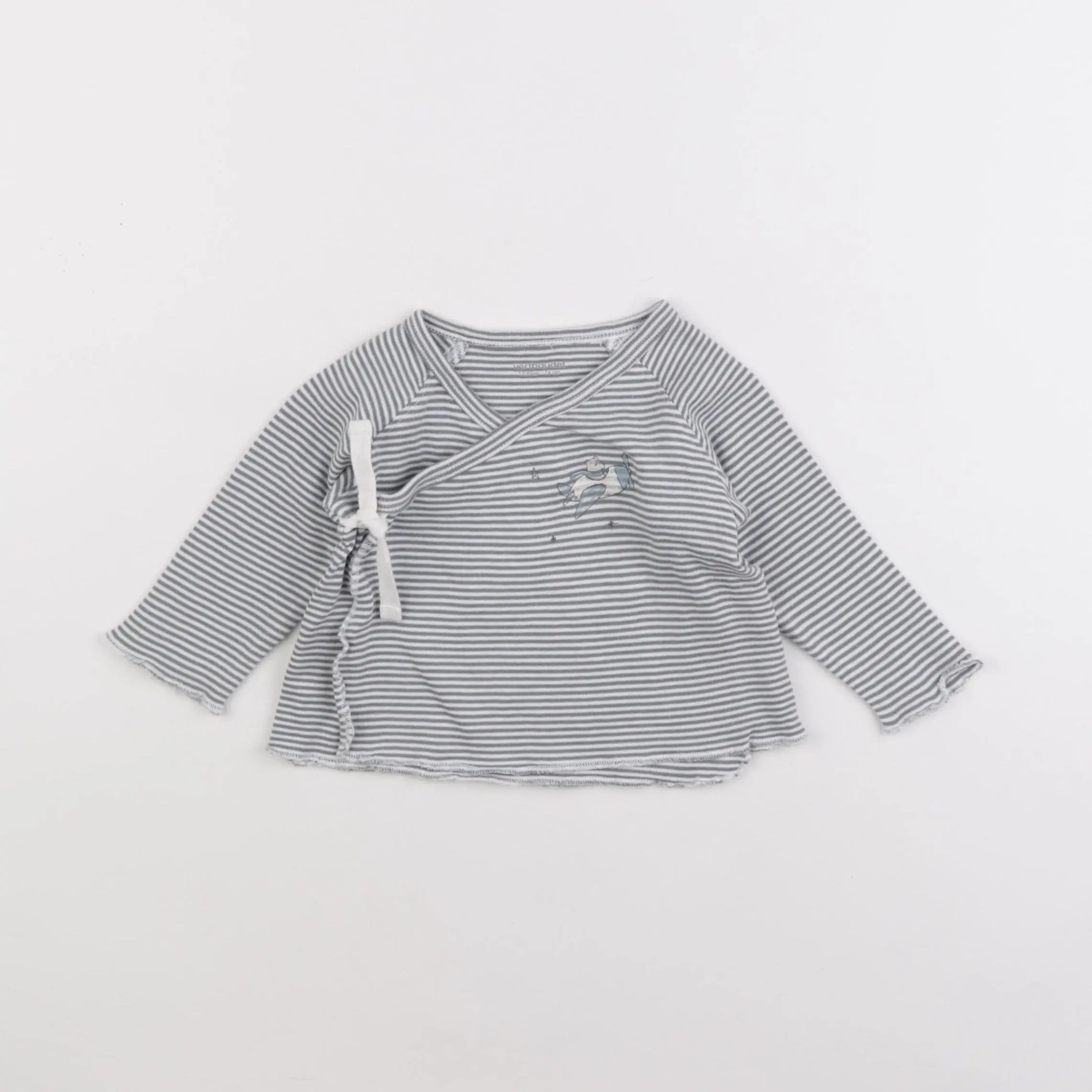 Vertbaudet - tee-shirt blanc, bleu - 12 mois