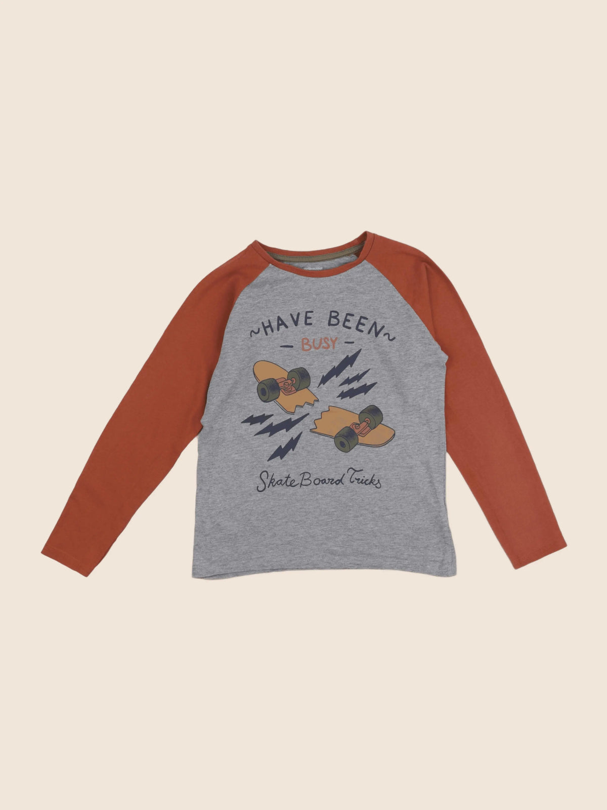 Vertbaudet - tee-shirt marron, gris - 10 ans