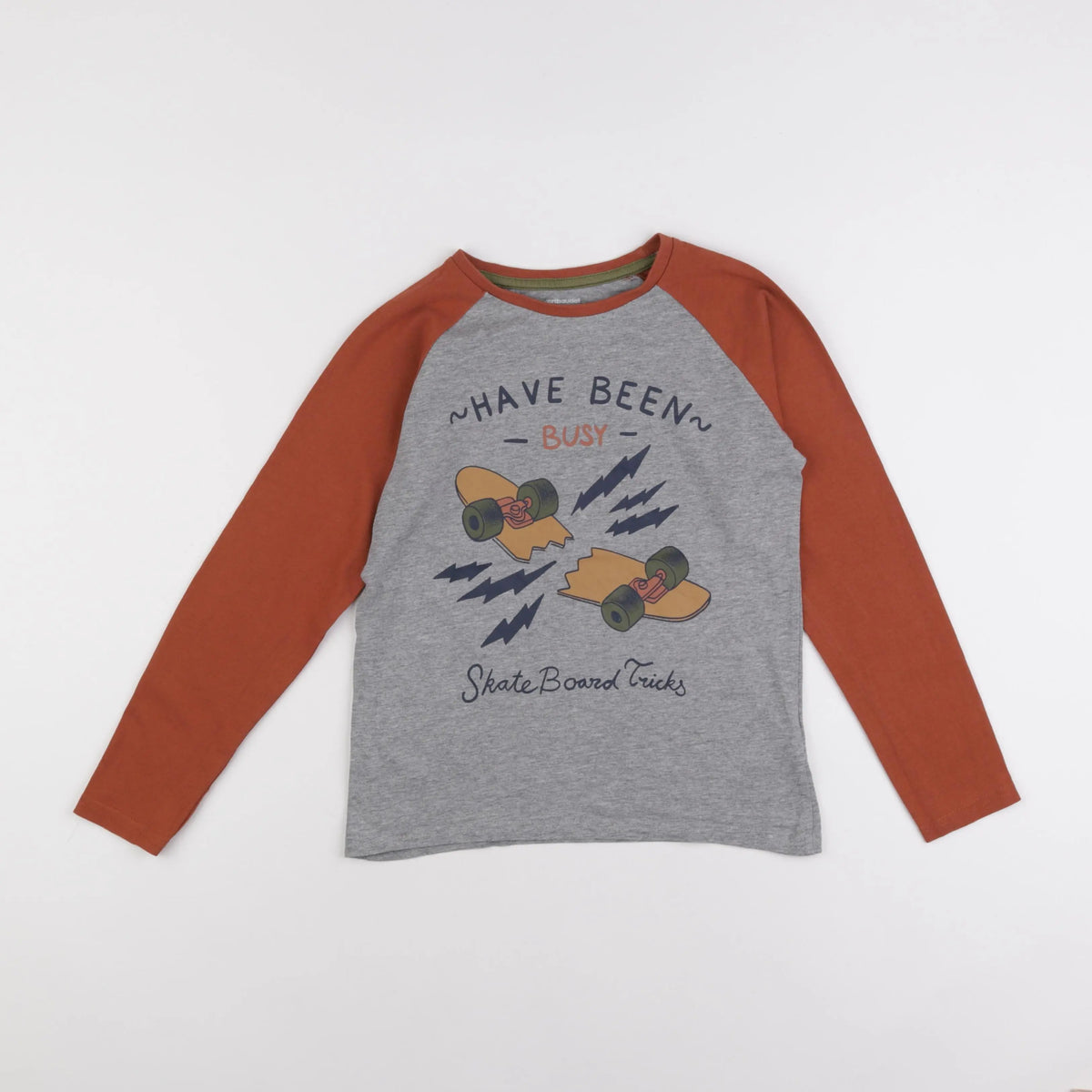 Vertbaudet - tee-shirt marron, gris - 10 ans