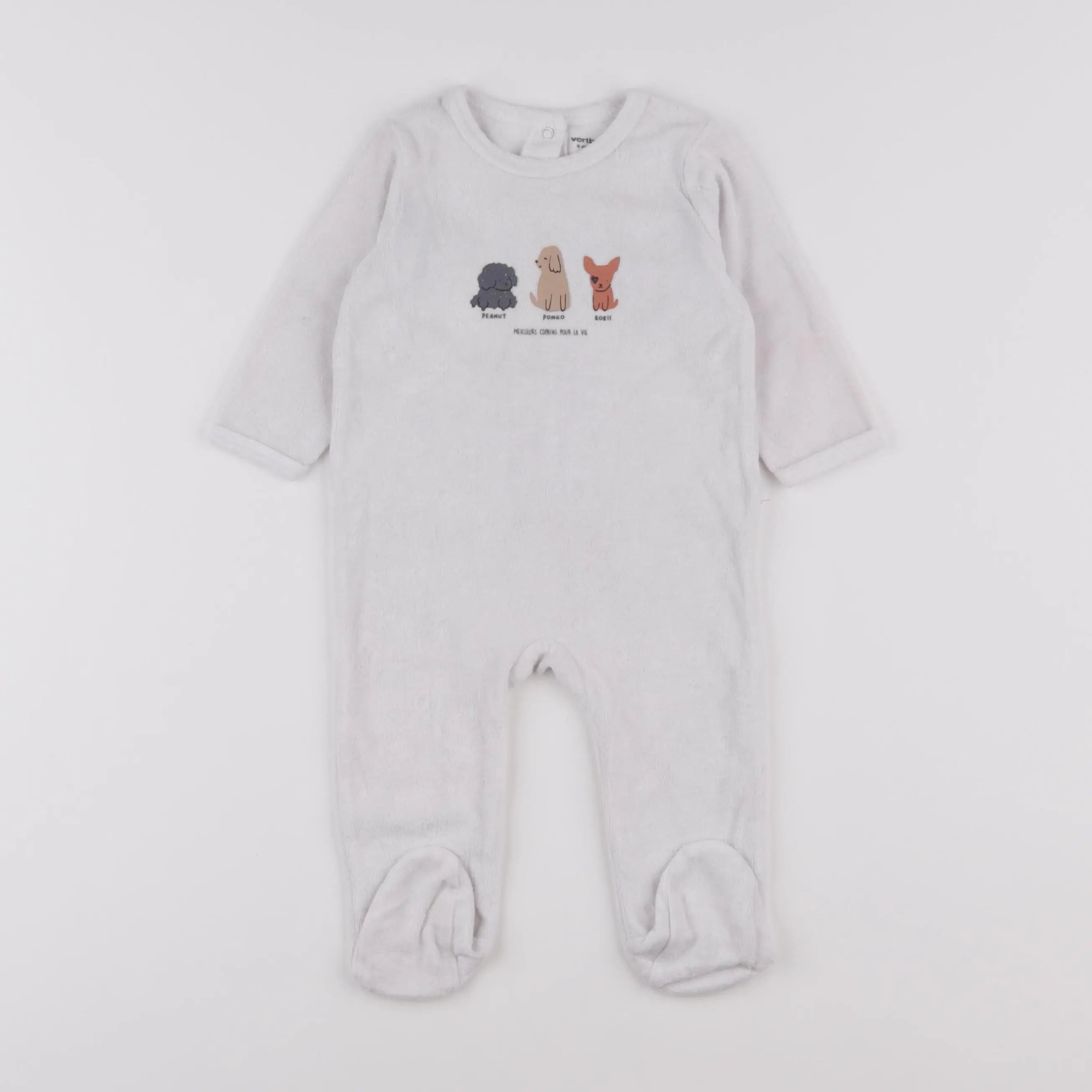 Vertbaudet - pyjama velours blanc - 6 mois