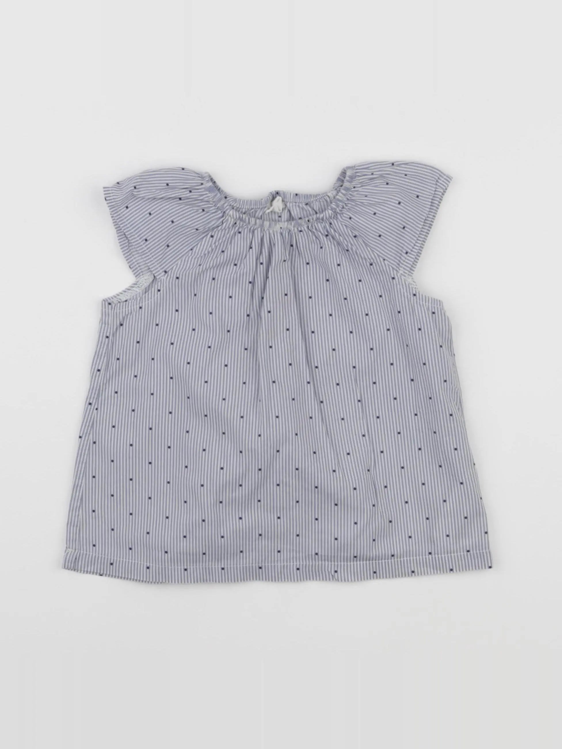 H&M - blouse bleu, blanc - 12/18 mois