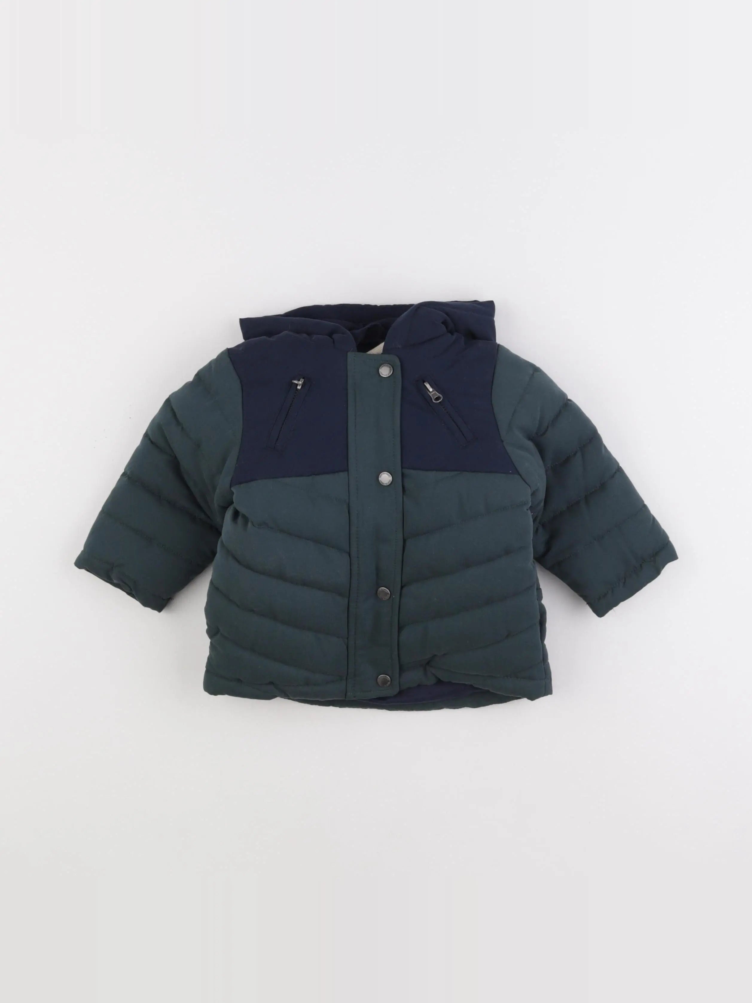 Vertbaudet - doudoune bleu, vert - 12 mois