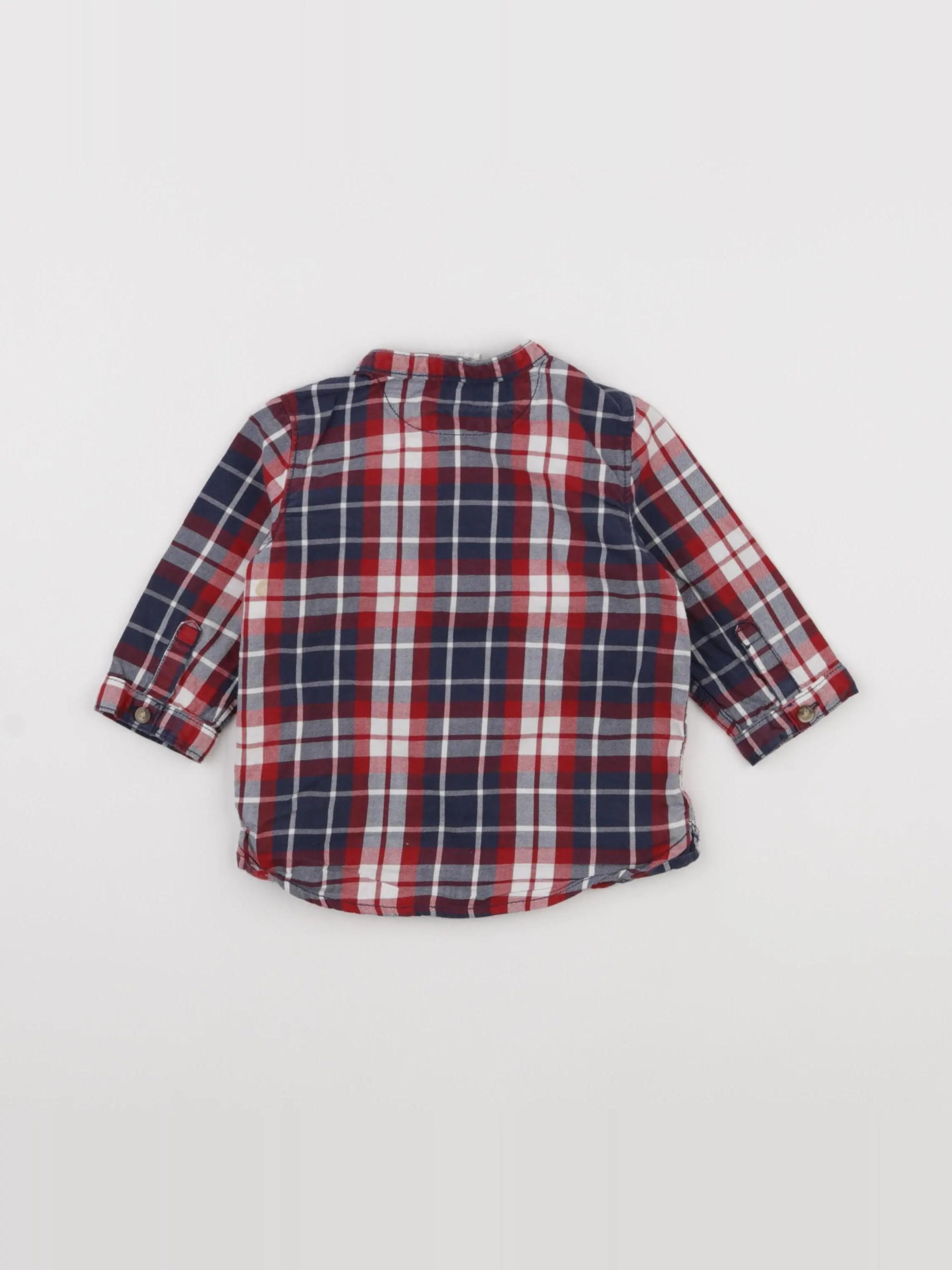 H&M - chemise bleu, rouge - 3/6 mois