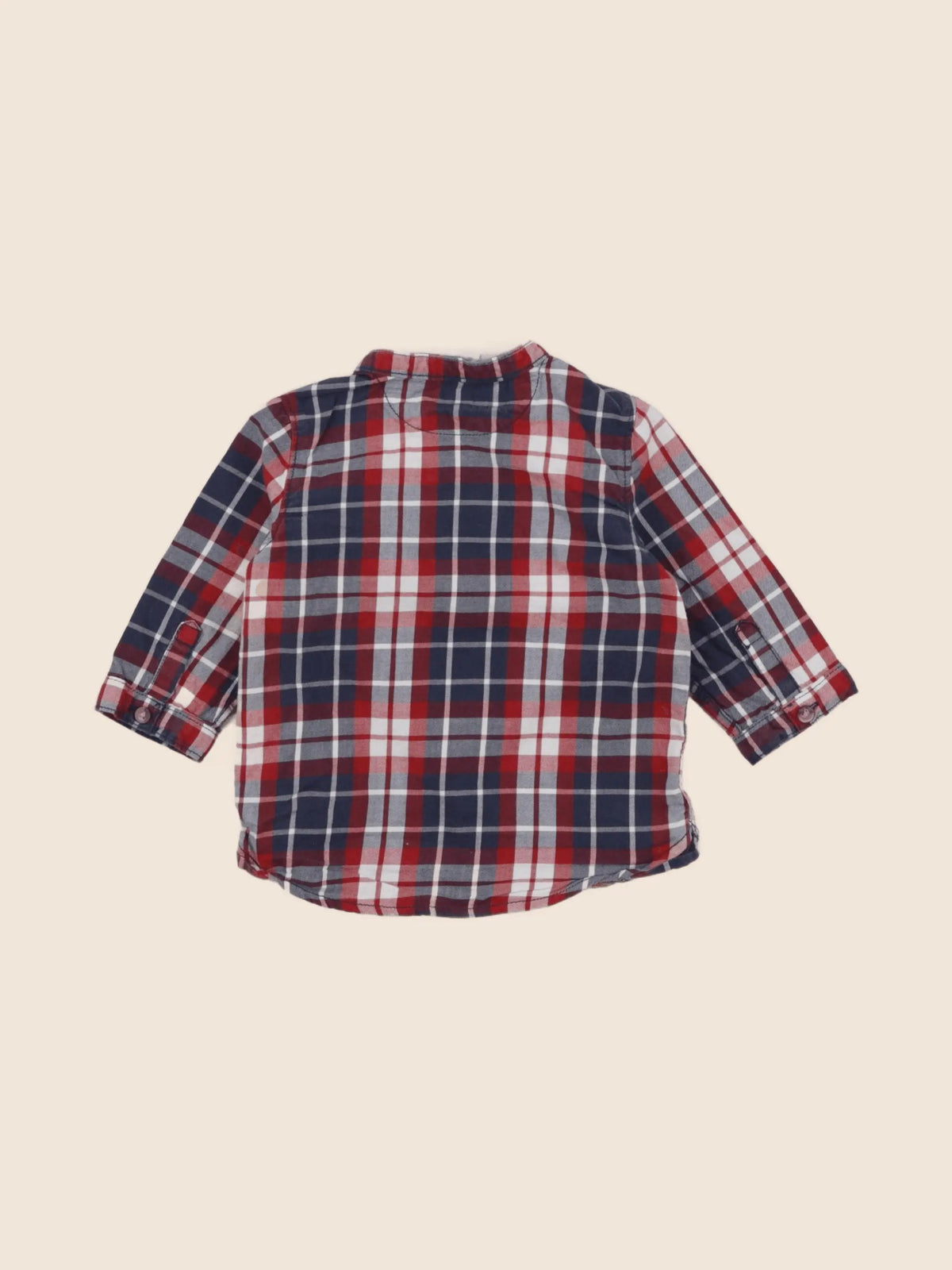 H&M - chemise bleu, rouge - 3/6 mois