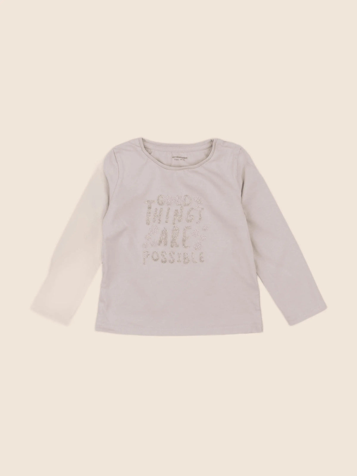 Vertbaudet - tee-shirt beige, or - 3 ans