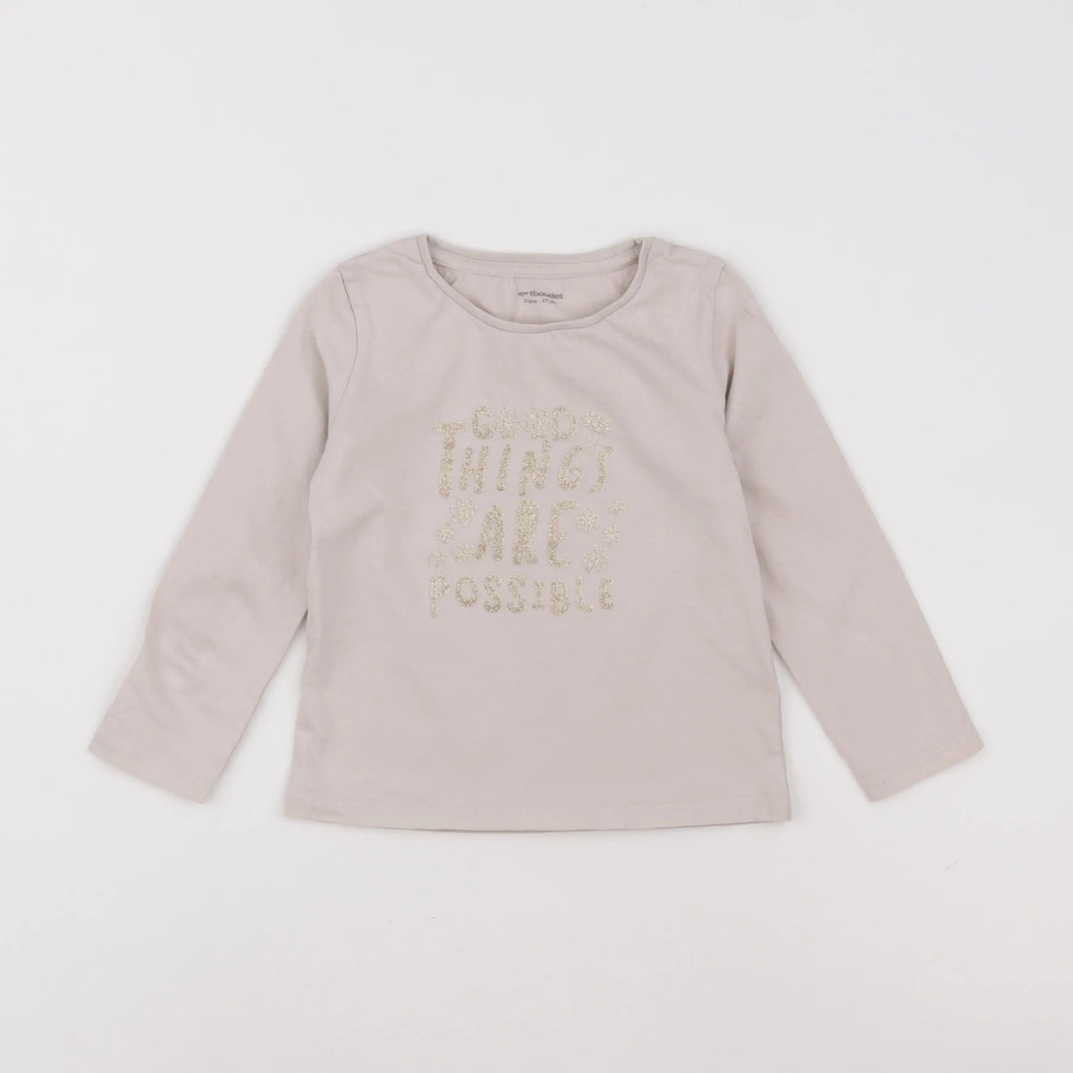 Vertbaudet - tee-shirt beige, or - 3 ans
