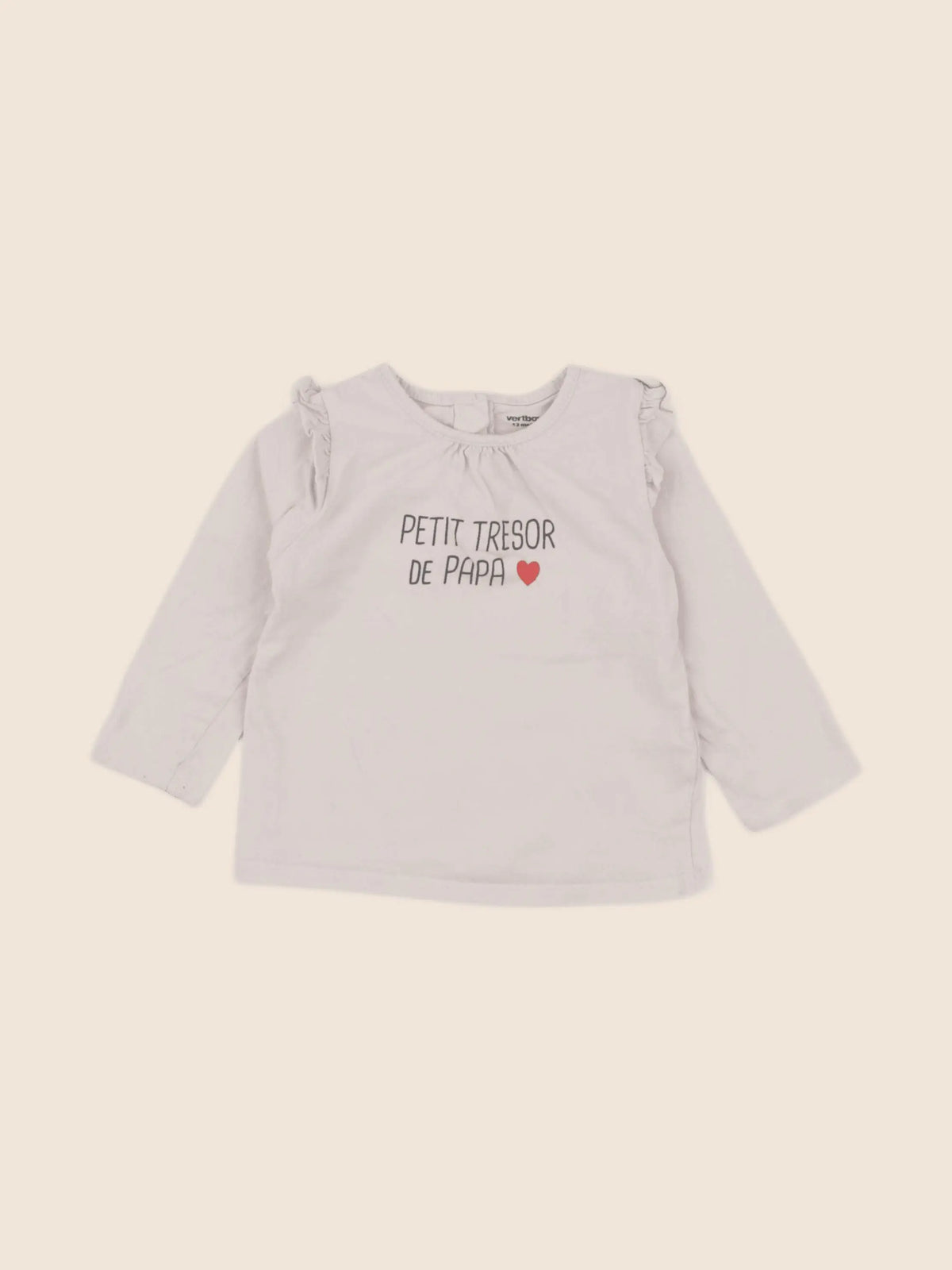Vertbaudet - tee-shirt beige - 12 mois