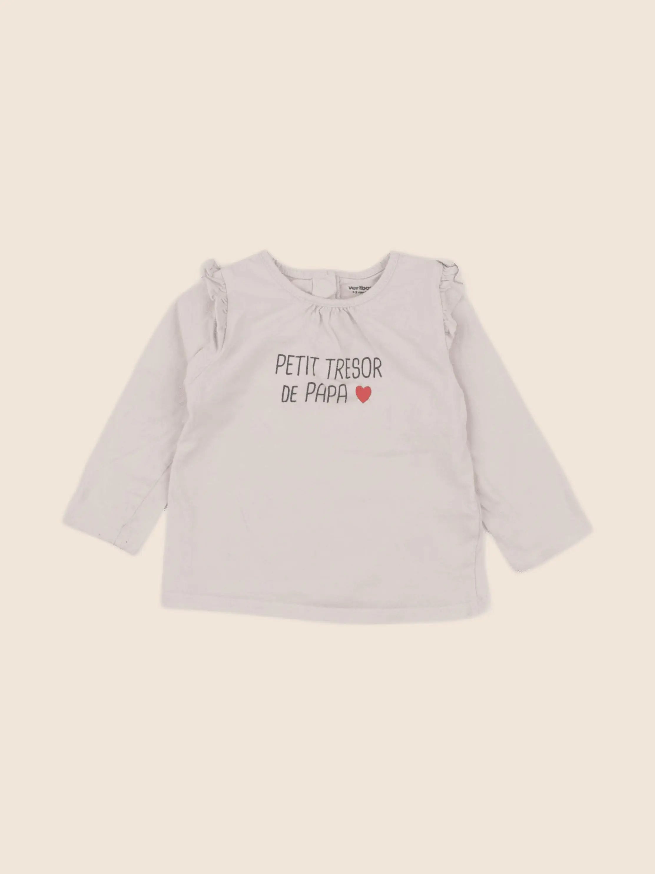 Vertbaudet - tee-shirt beige - 12 mois