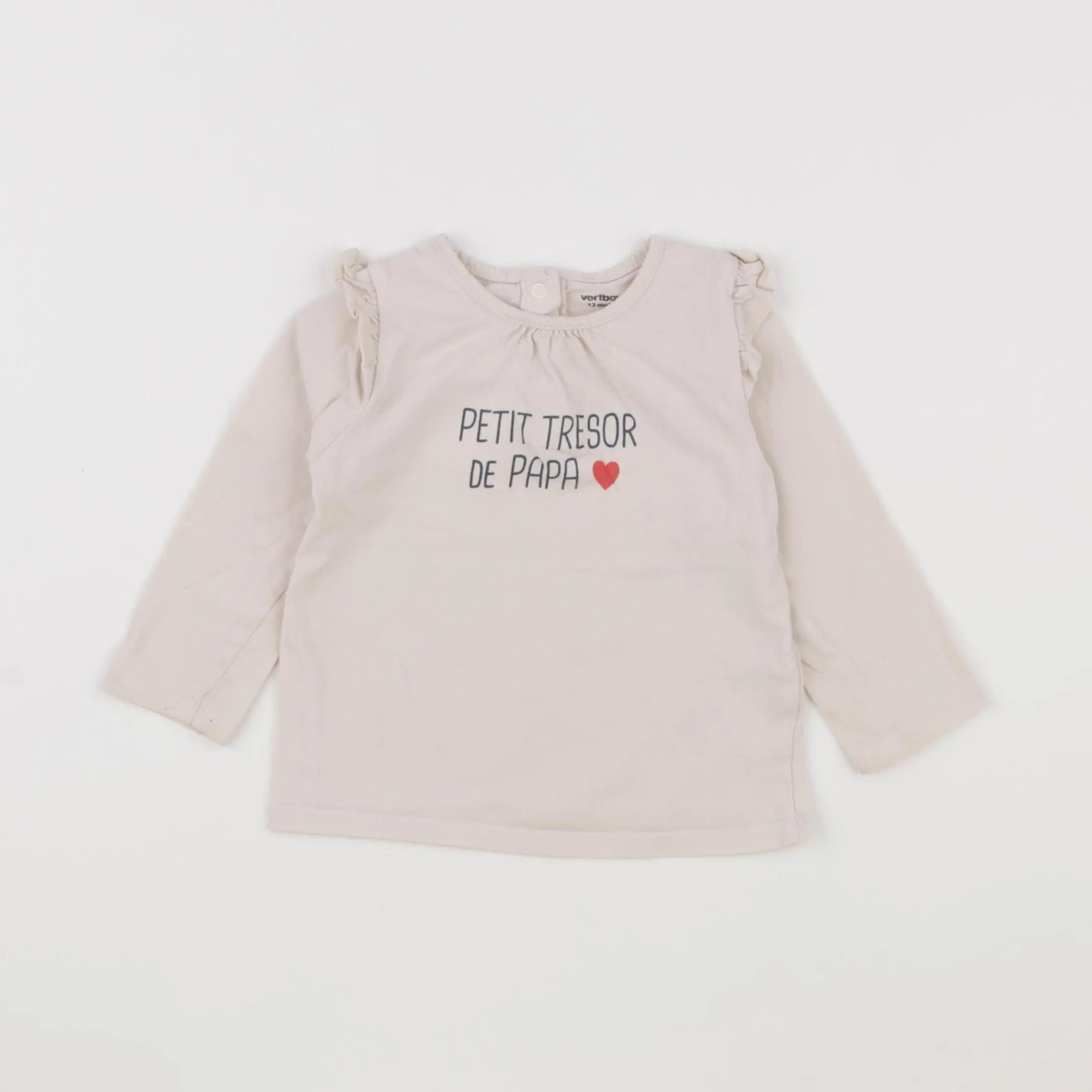 Vertbaudet - tee-shirt beige - 12 mois