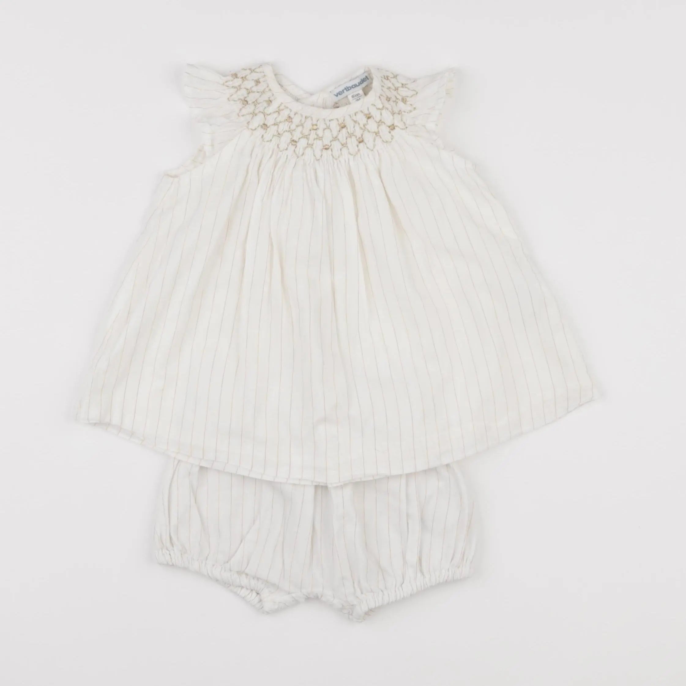 Vertbaudet - robe blanc, or - 6 mois