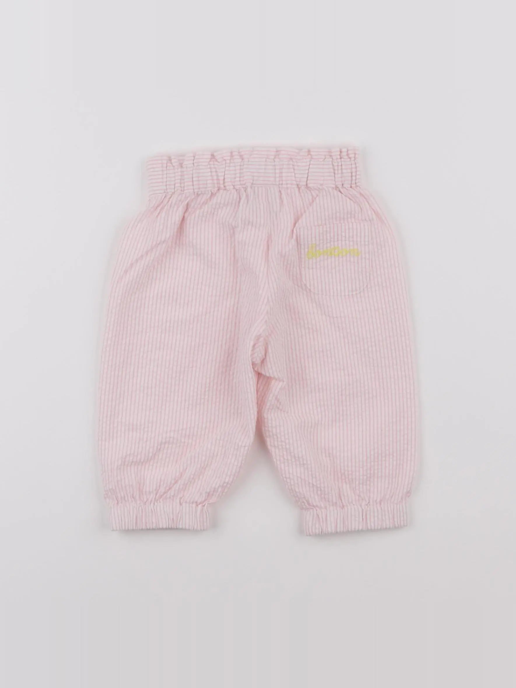 Bonton - pantalon blanc, rose - 6 mois