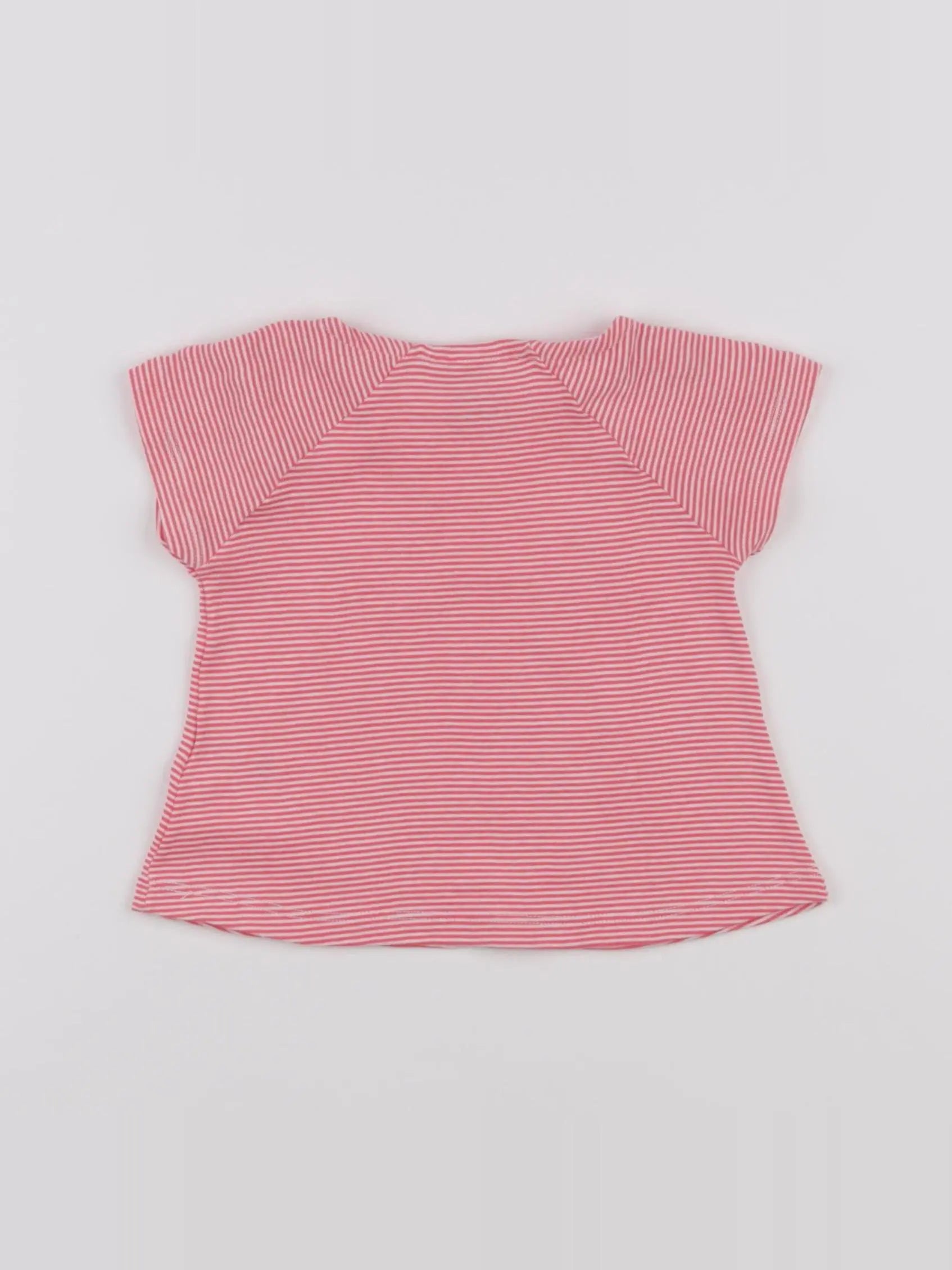 Petit Bateau - tee-shirt rose, blanc - 12 mois