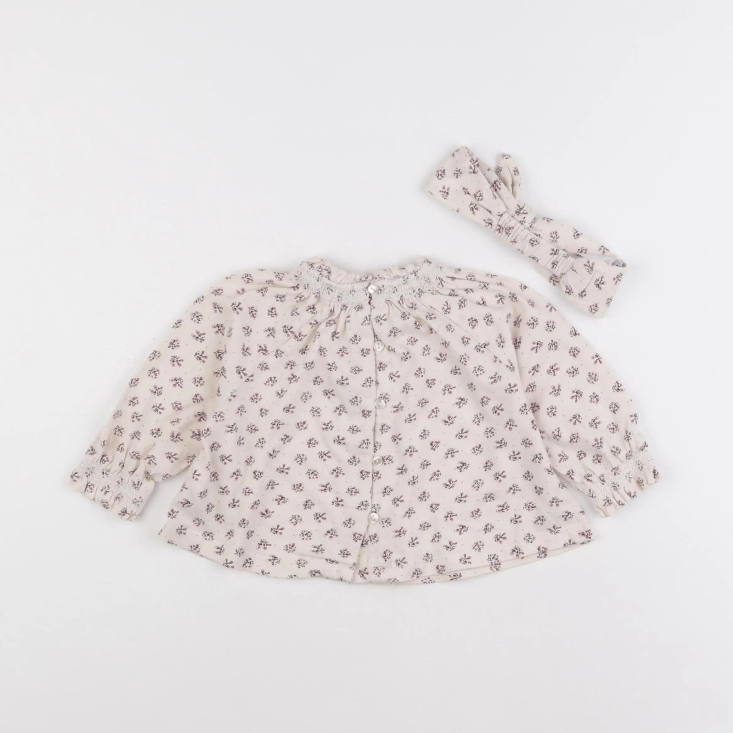 Vertbaudet - tee-shirt beige, rose - 6 mois