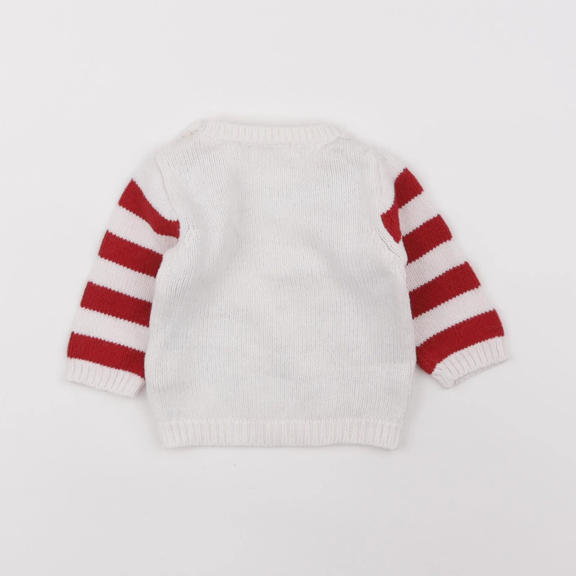 Vertbaudet - pull blanc, rouge - 3 mois