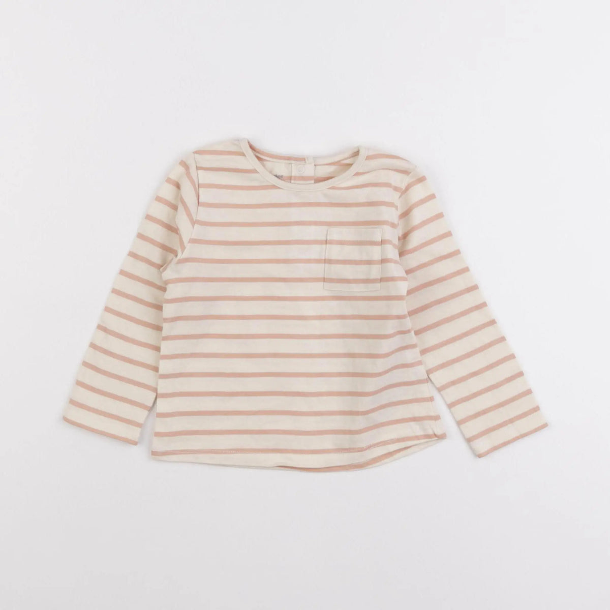 Vertbaudet - tee-shirt beige, rose - 12 mois