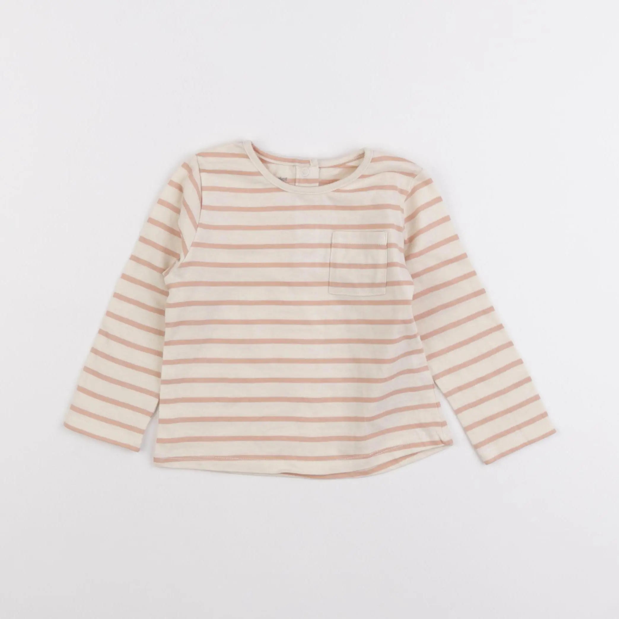 Vertbaudet - tee-shirt beige, rose - 12 mois