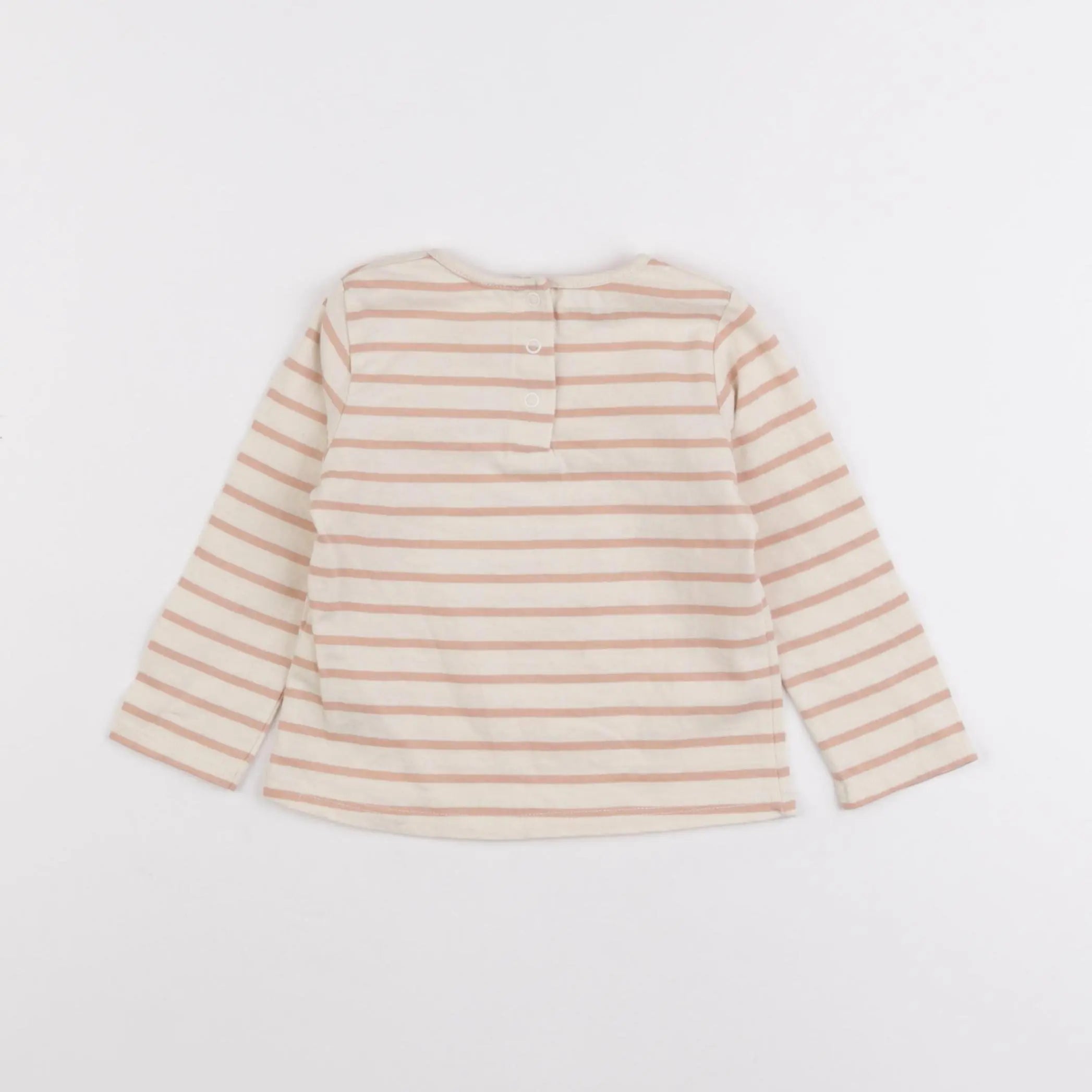Vertbaudet - tee-shirt beige, rose - 12 mois